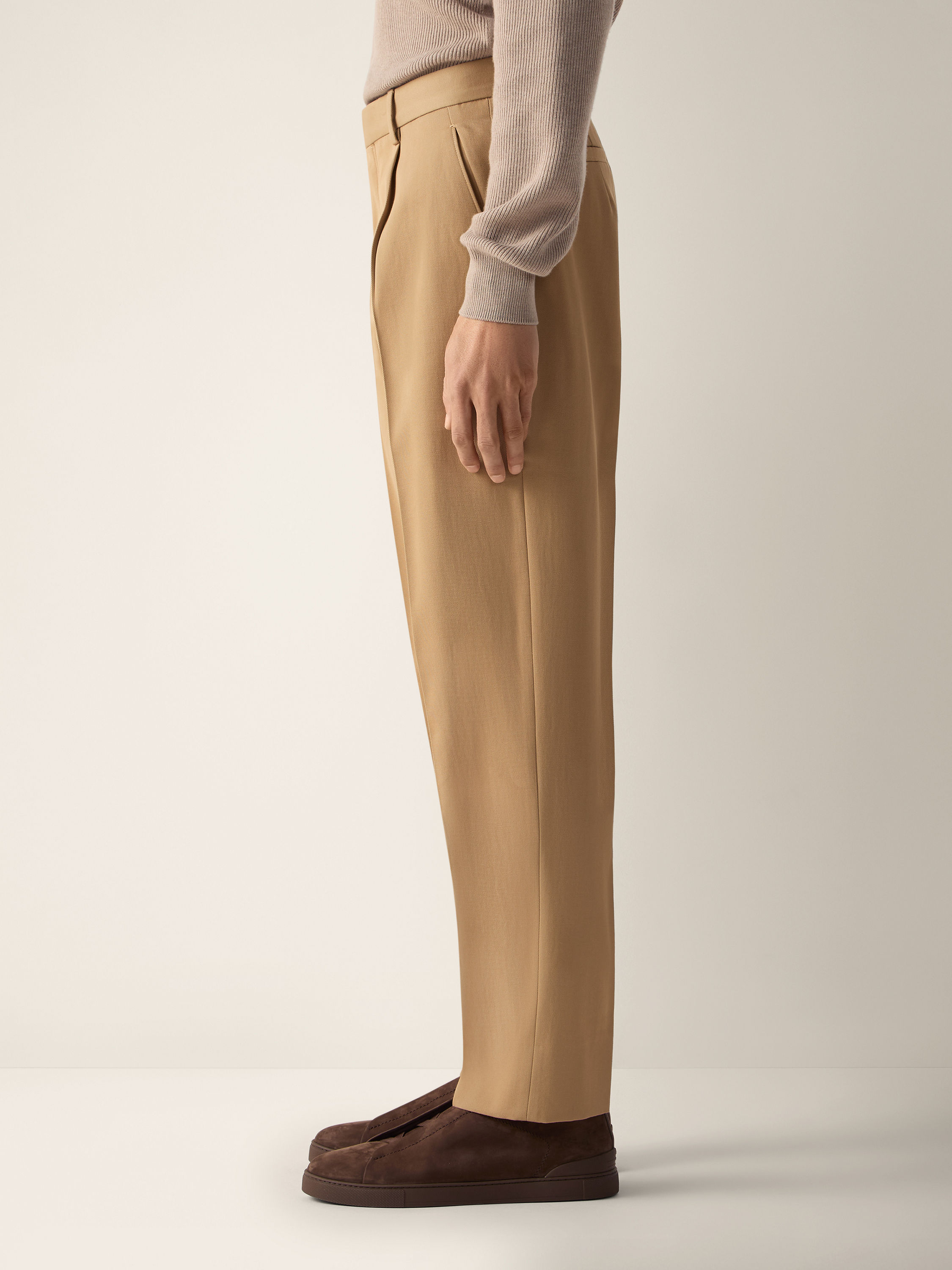 Hose aus Baumwolle und Wolle in Beige Detailfoto #3 des Produkts