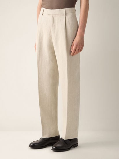 Light Taupe Linen Pants SS26 37194072 | Zegna US