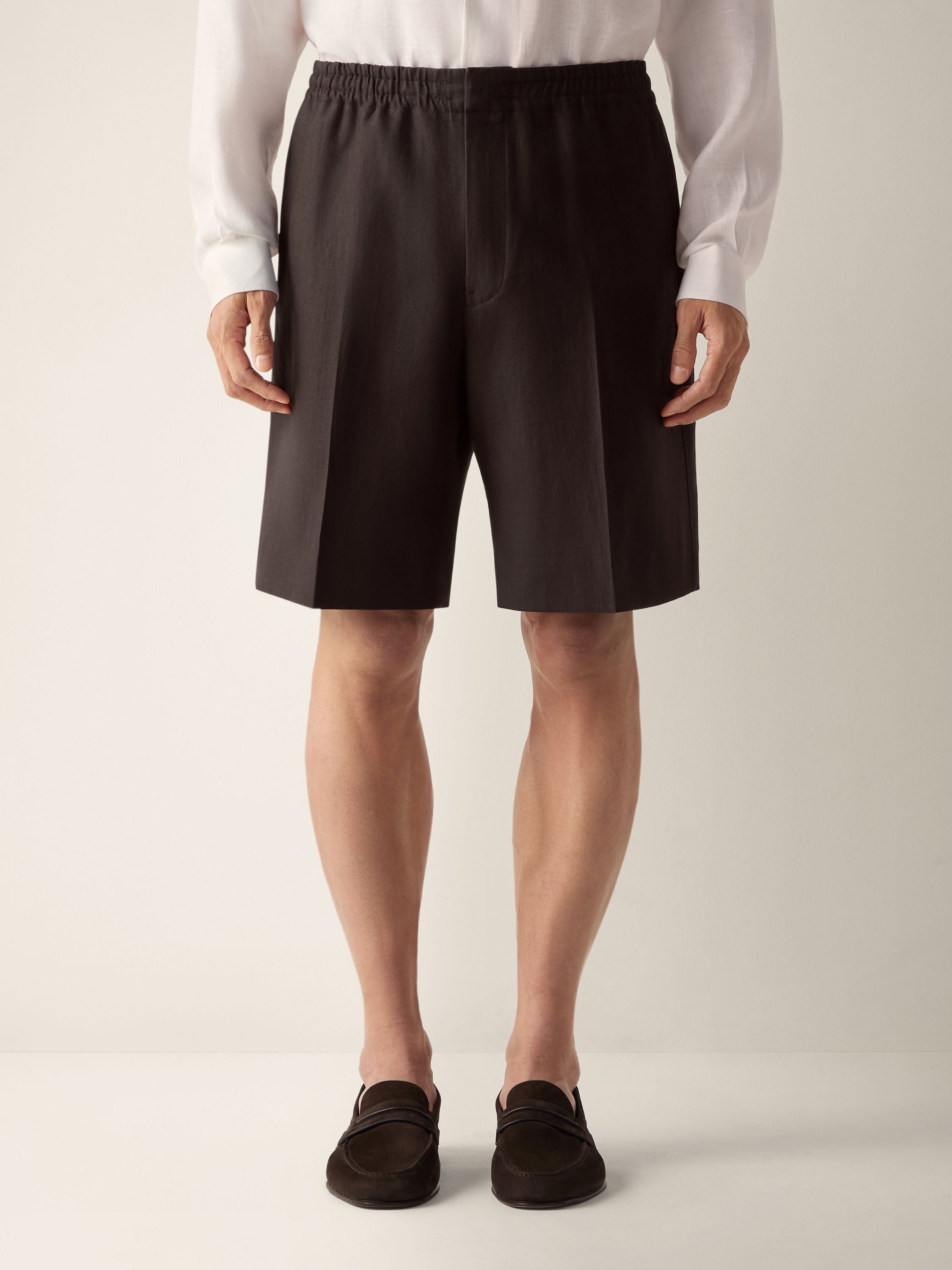 Short in Oasi Lino Marrone Scuro Foto #4 di dettaglio del prodotto