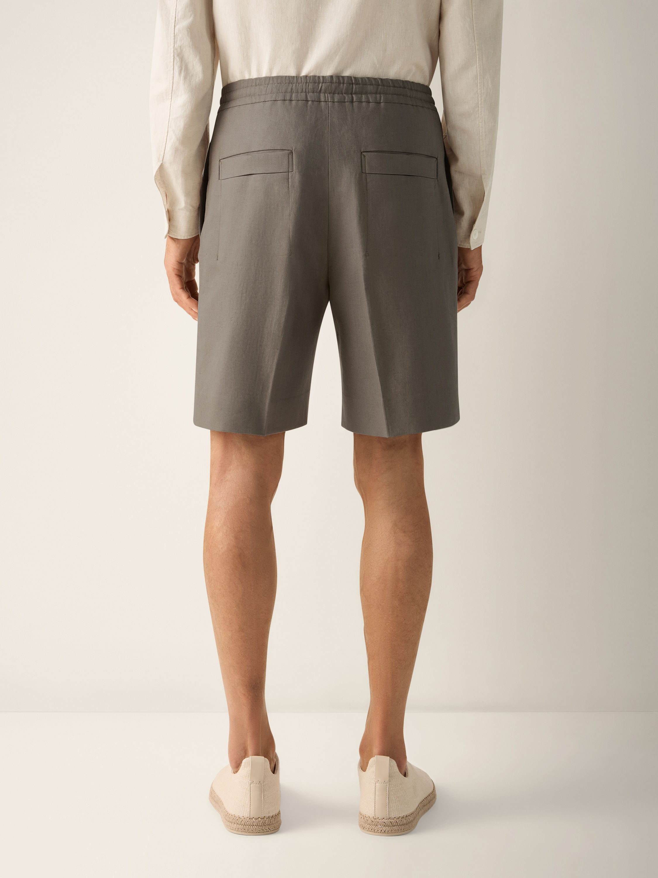 Short in Oasi Lino Tortora Scuro Foto #5 di dettaglio del prodotto