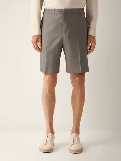 Dark Taupe Oasi Lino Shorts SS26 37663877 | Zegna US