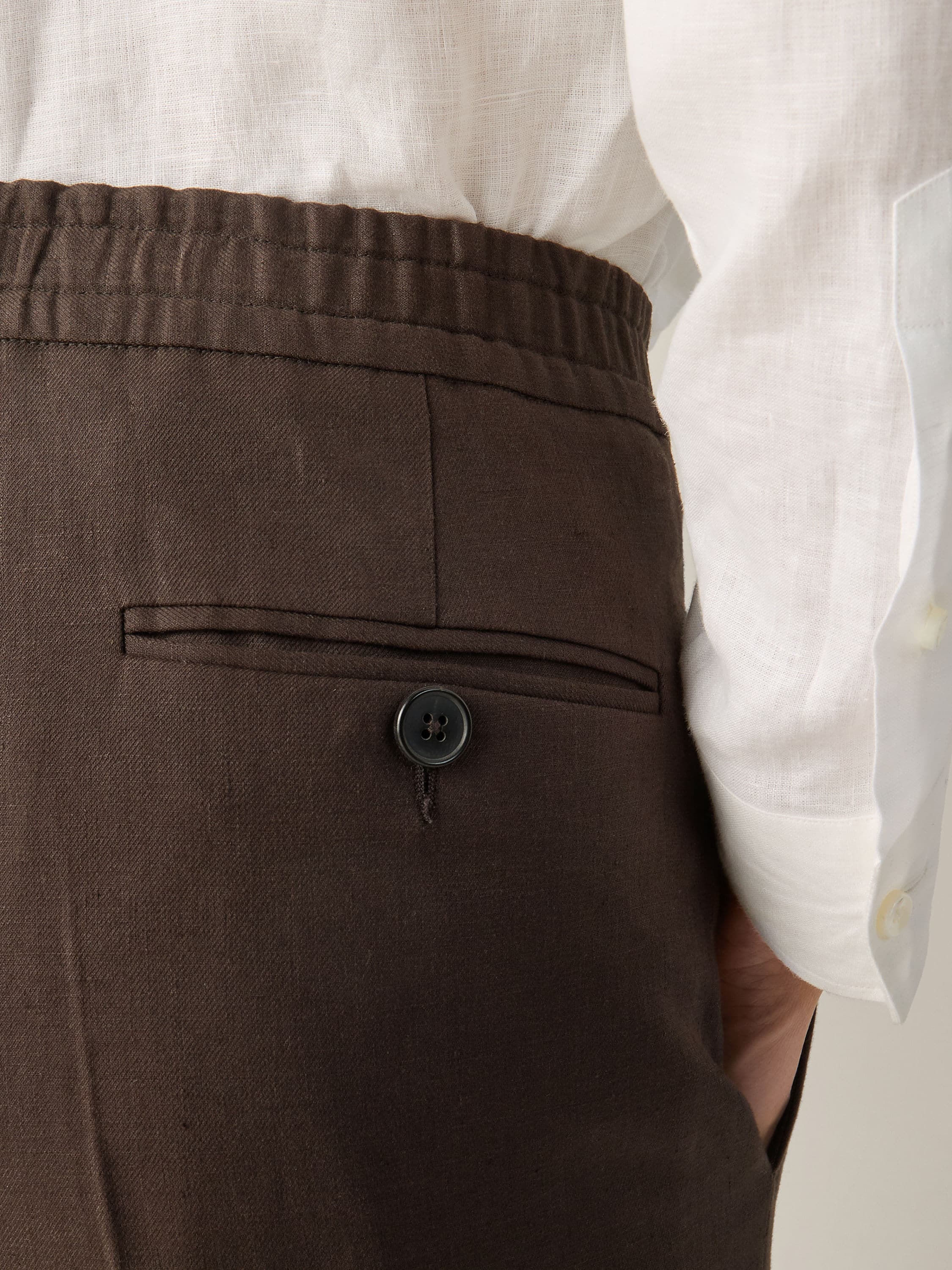 Dark Brown Oasi Lino Pants Product detail photo #1