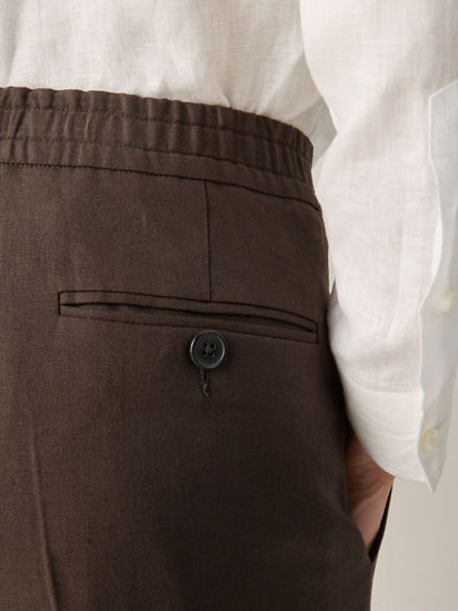 Dark Brown Oasi Lino Pants SS26 37137340 | Zegna US