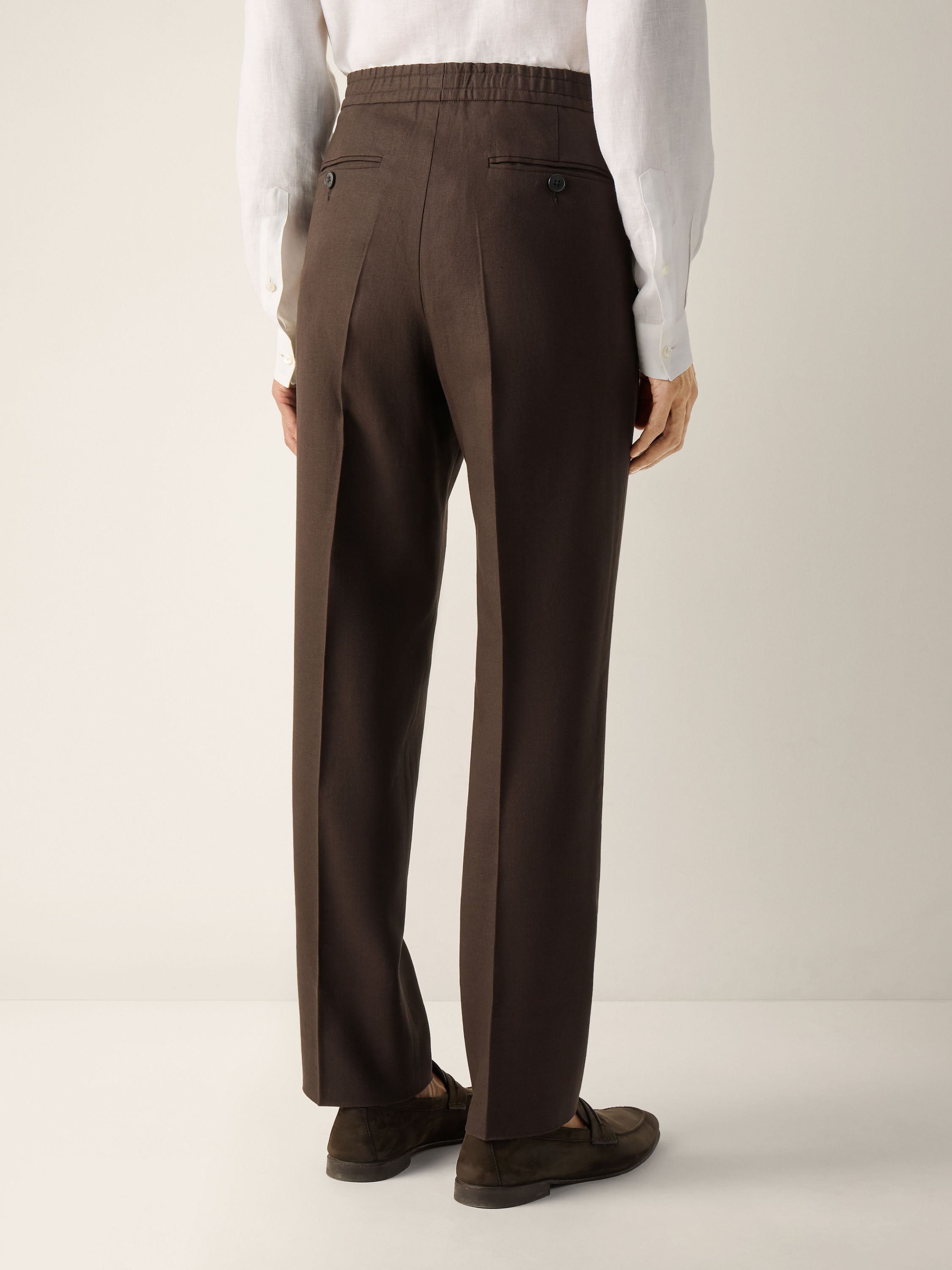 Dark Brown Oasi Lino Pants Product detail photo #5