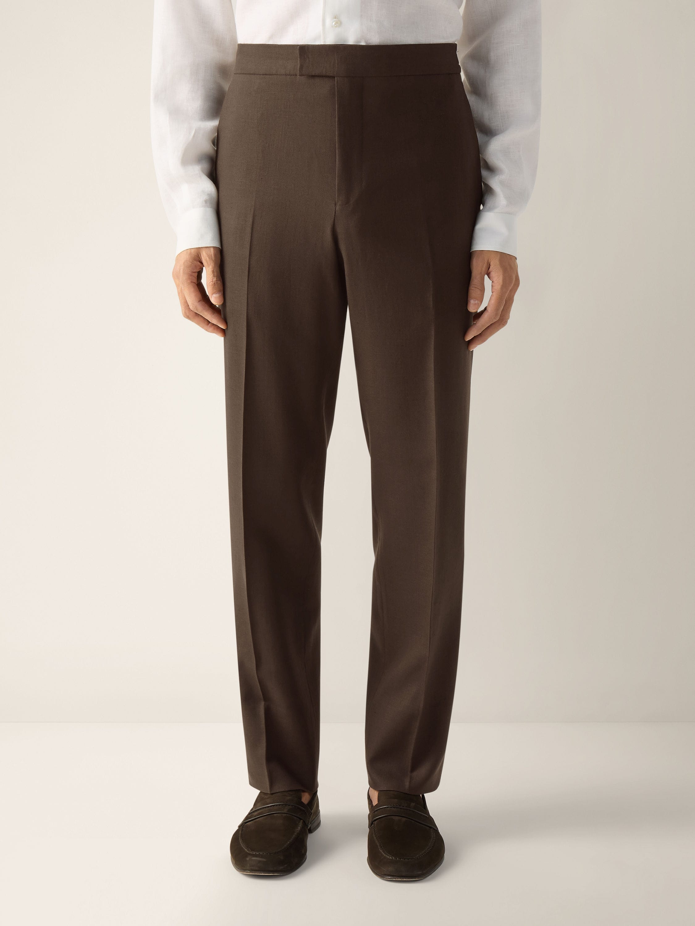 Dark Brown Oasi Lino Pants Product detail photo #4