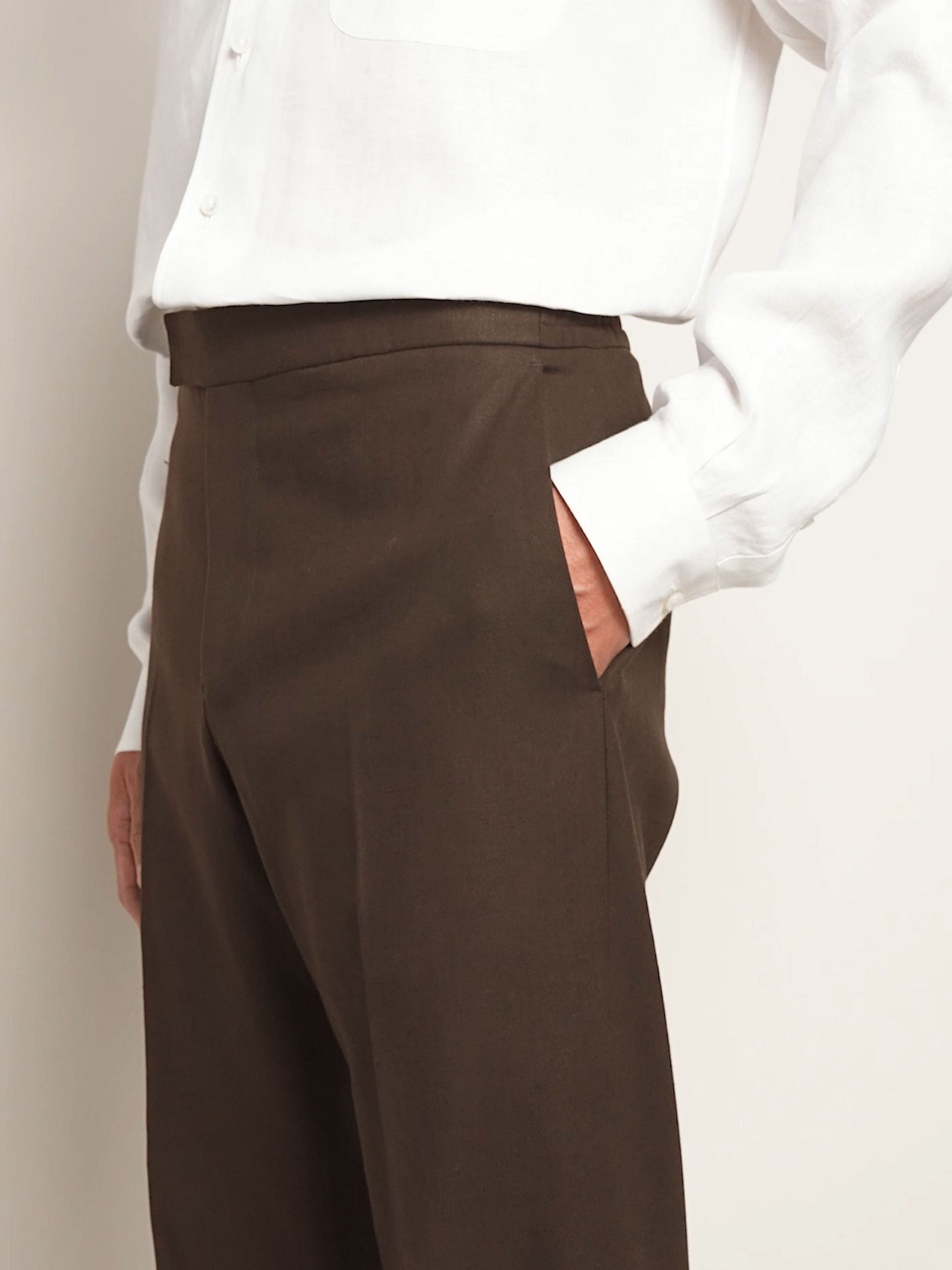 Dark Brown Oasi Lino Pants