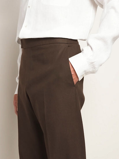 Dark Brown Oasi Lino Pants SS26 37137340 | Zegna US