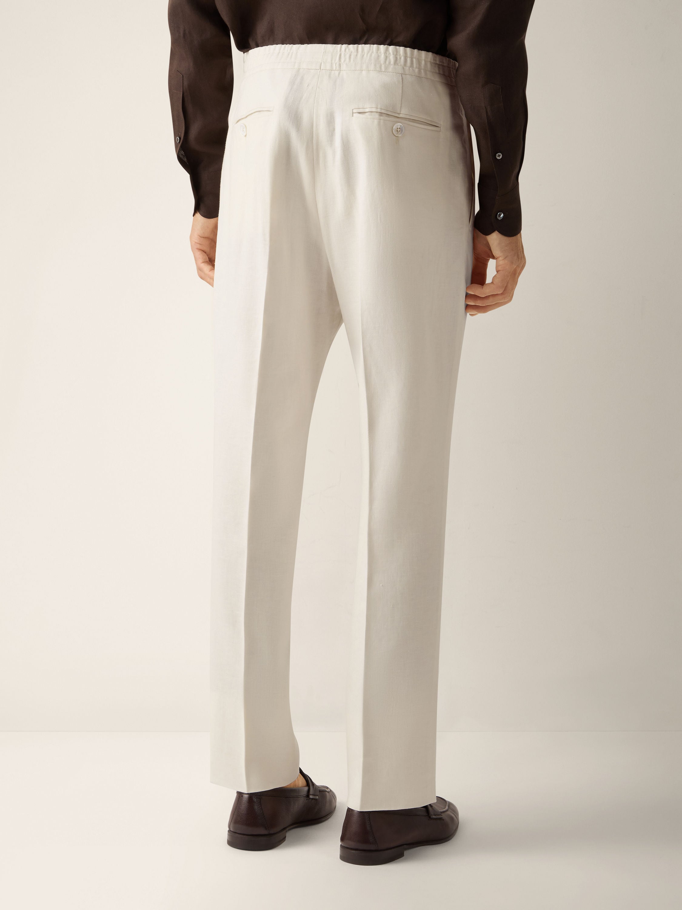 White Oasi Lino Pants Product detail photo #5