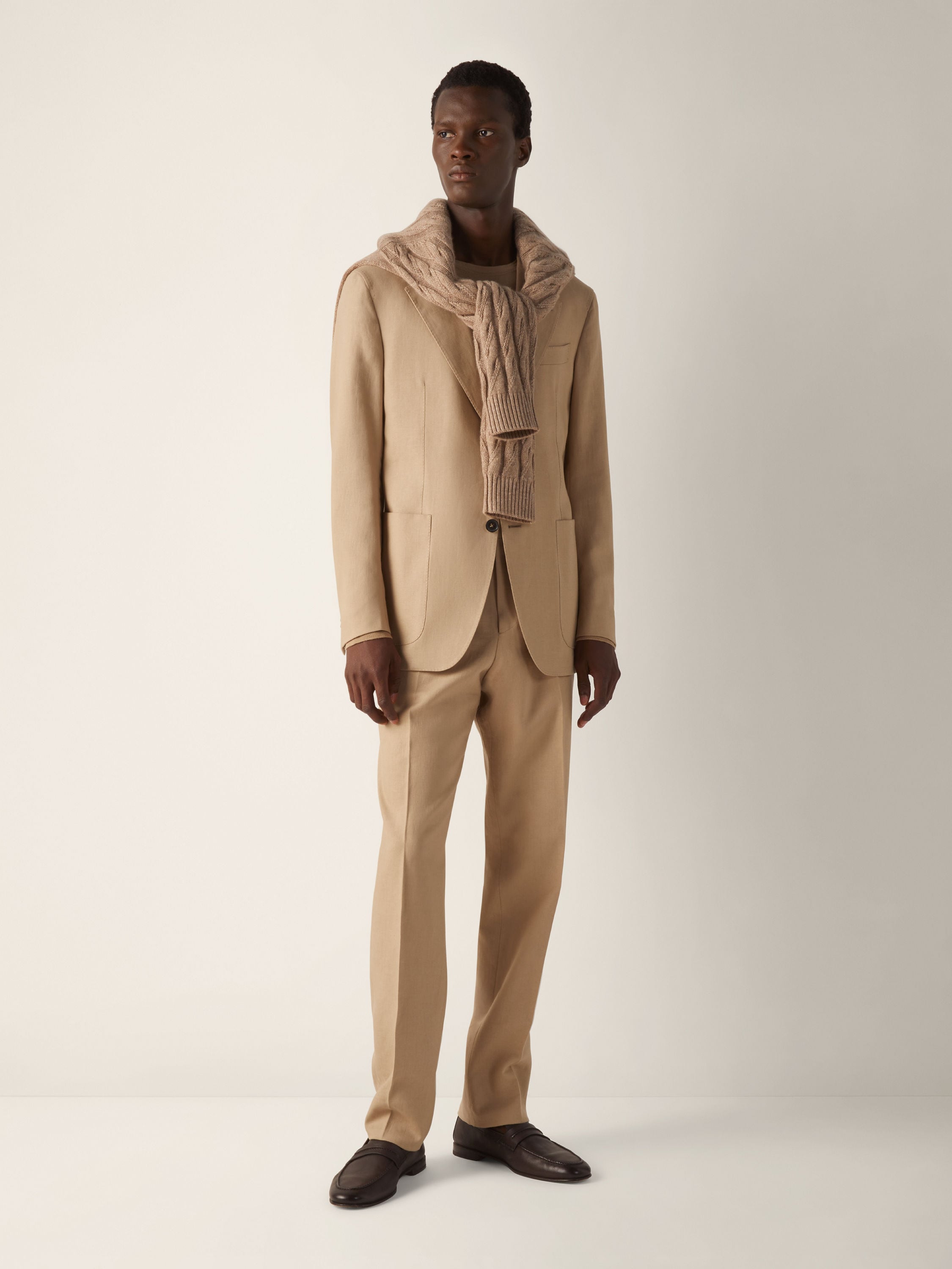 Beige Oasi Lino Pants Product detail photo #2