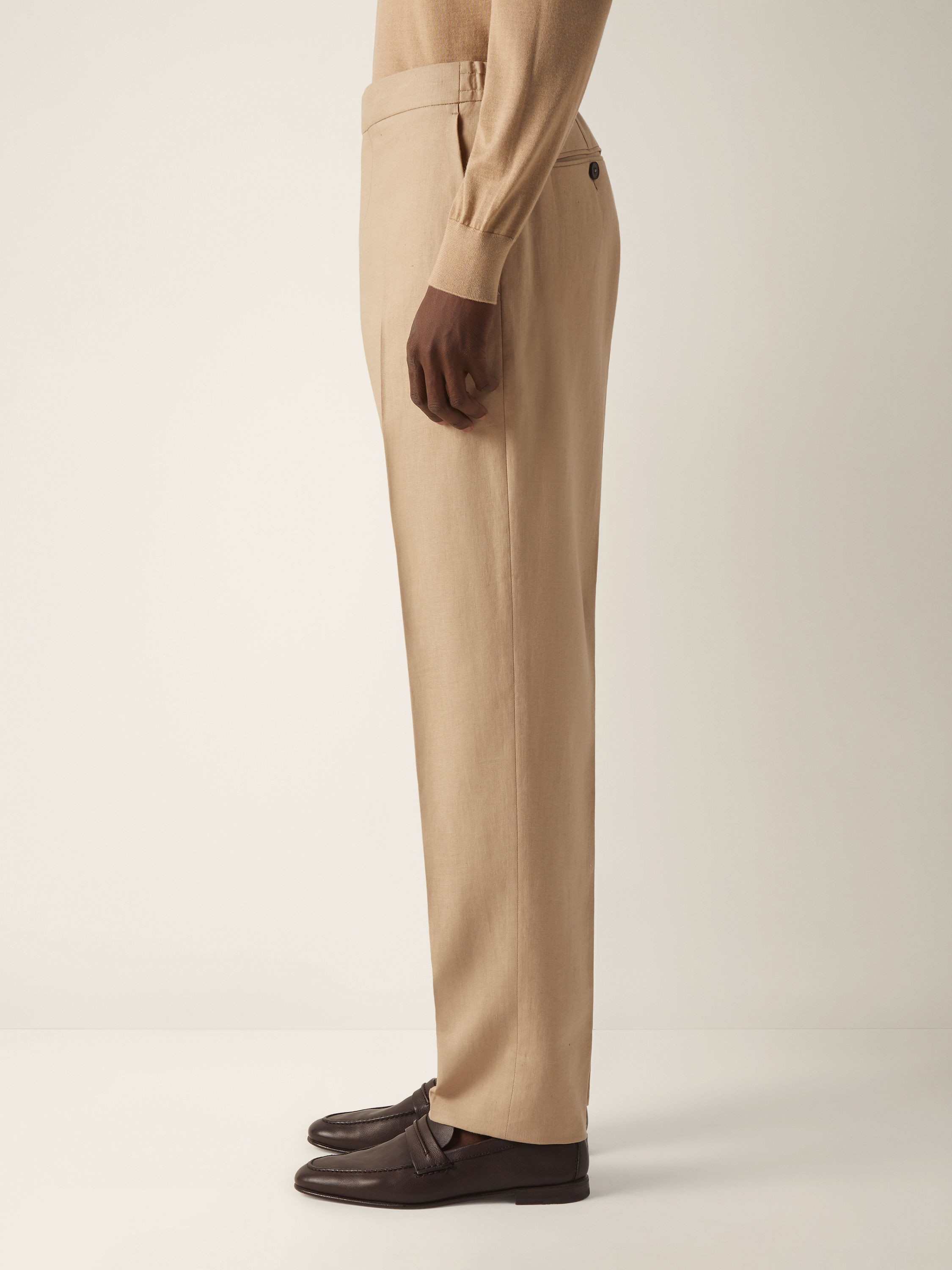 Beige Oasi Lino Pants Product detail photo #3