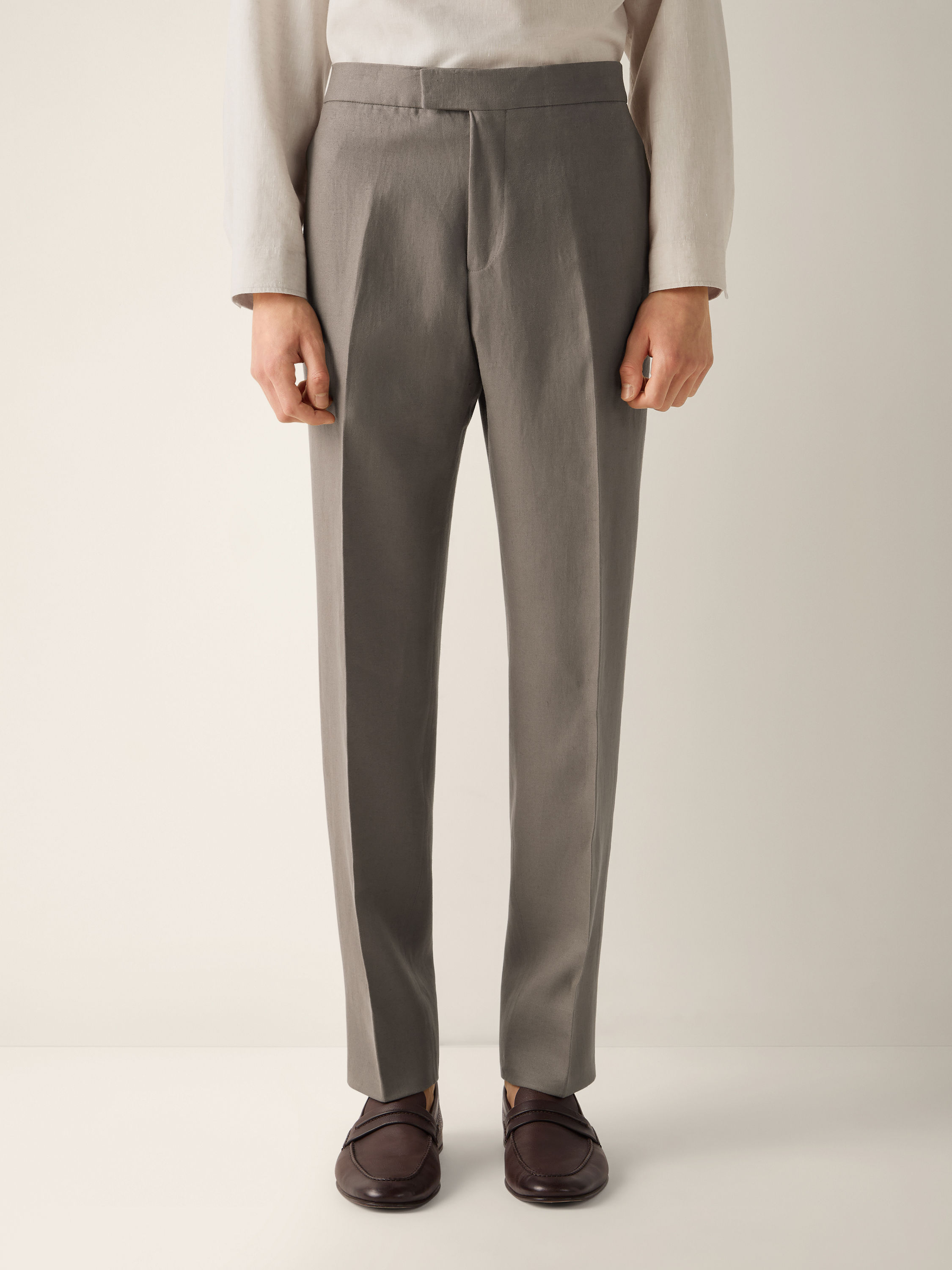 Dark Taupe Oasi Lino Pants Product detail photo #4