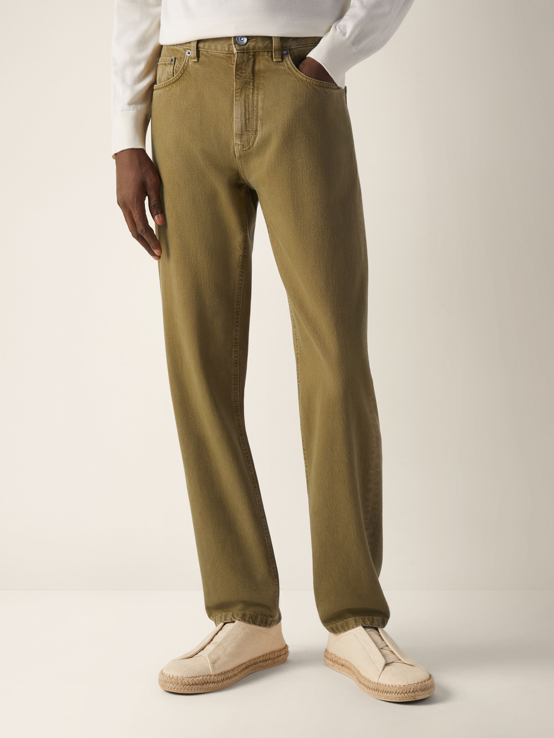 Roccia Hose aus Baumwolle in Olivgrün Detailfoto #3 des Produkts