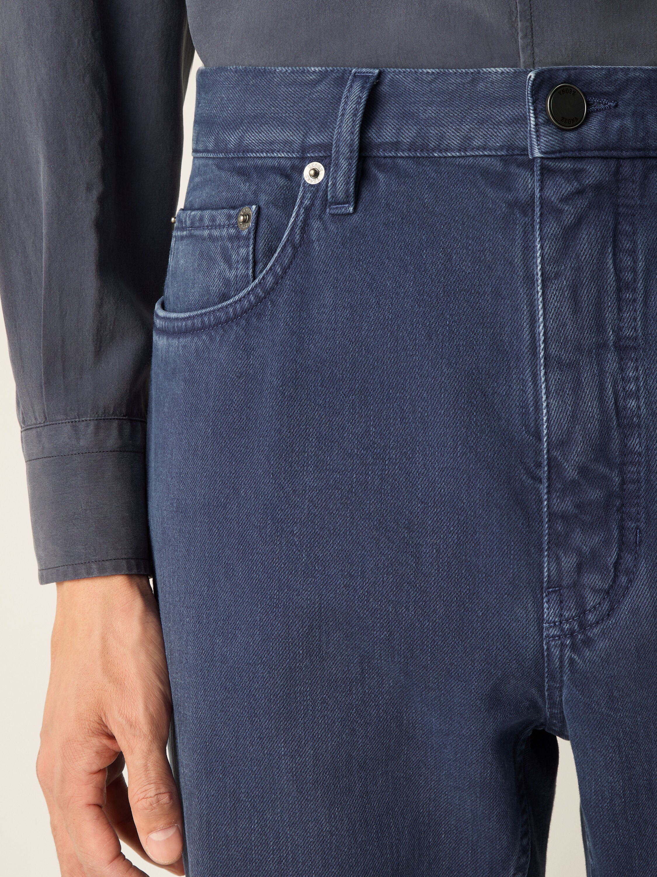 Dark Indigo Blue Cotton Roccia Pants Product detail photo #1