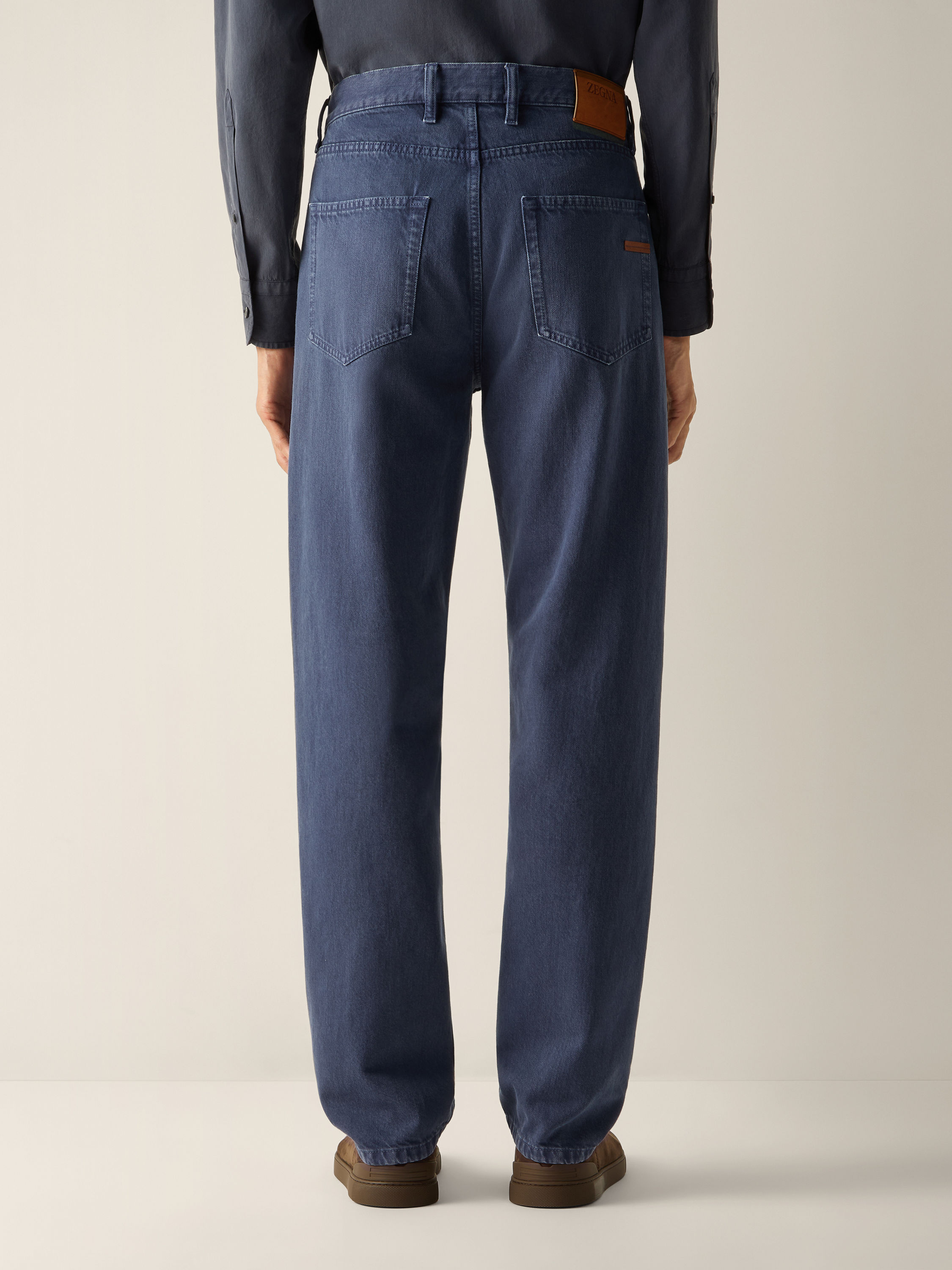 Dark Indigo Blue Cotton Roccia Pants Product detail photo #5