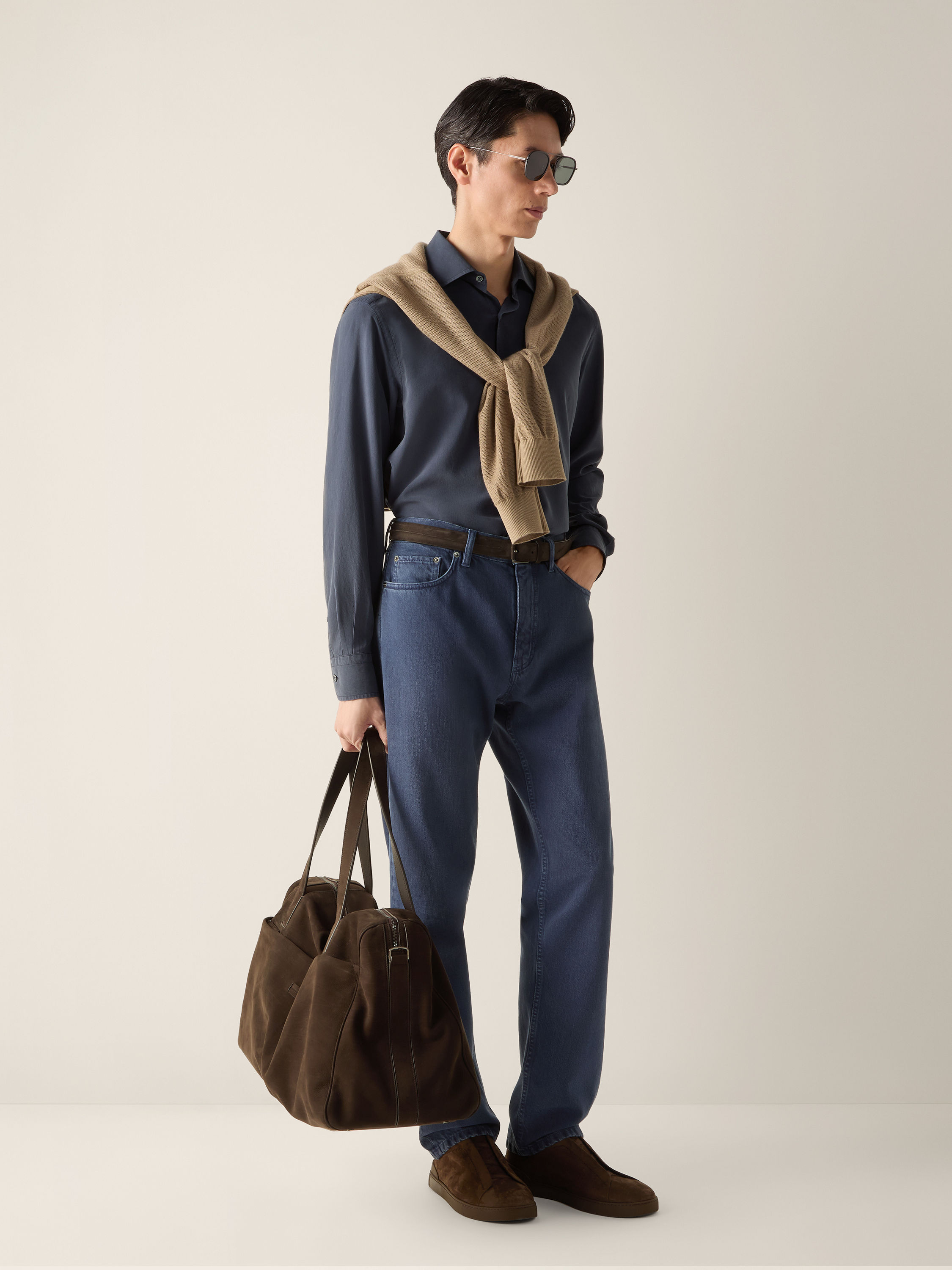 Dark Indigo Blue Cotton Roccia Pants Product detail photo #2