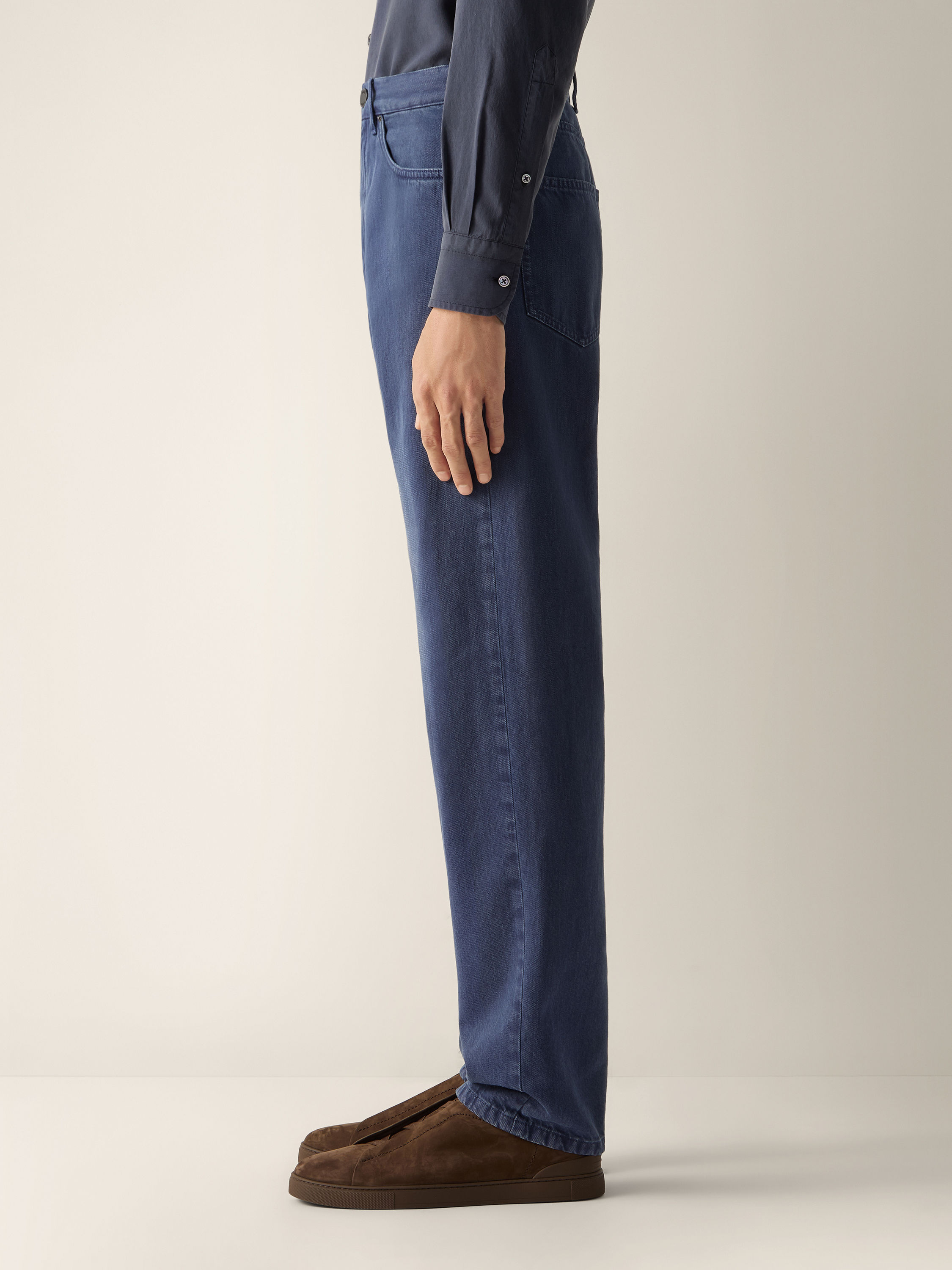 Dark Indigo Blue Cotton Roccia Pants Product detail photo #3