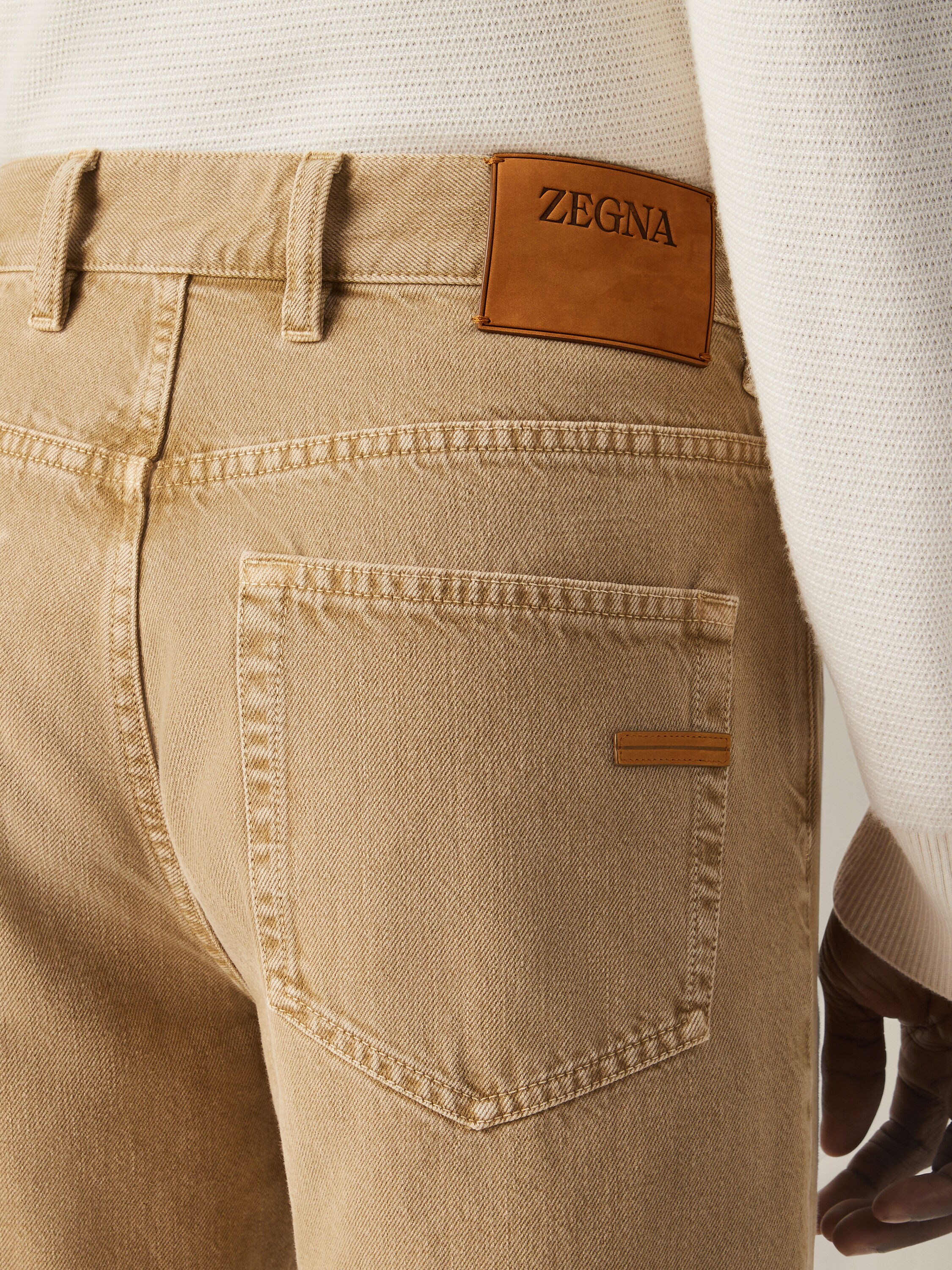 Beige Cotton Roccia Pants Product detail photo #1