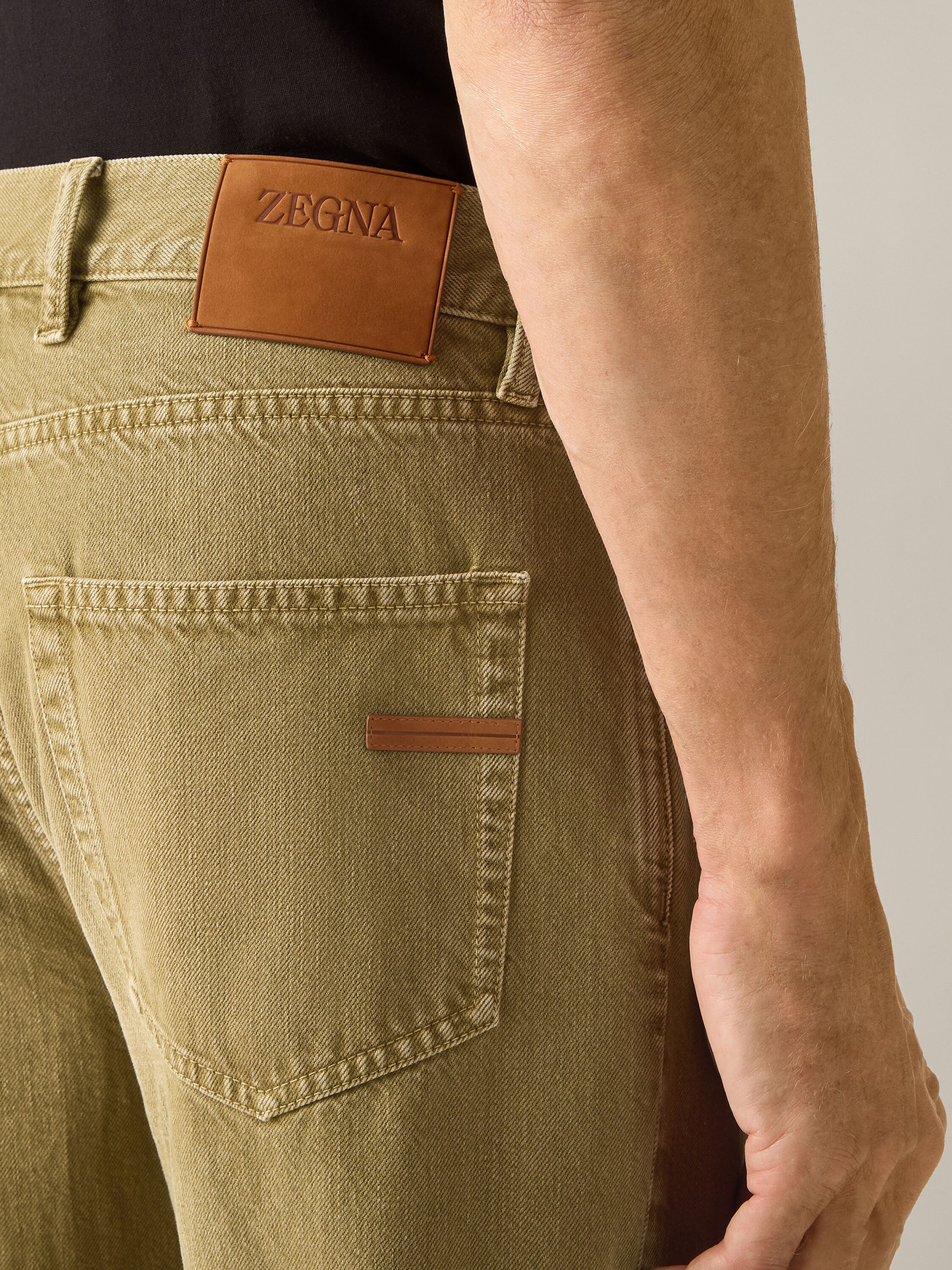 Olive Green Cotton Roccia Pants Product detail photo #1