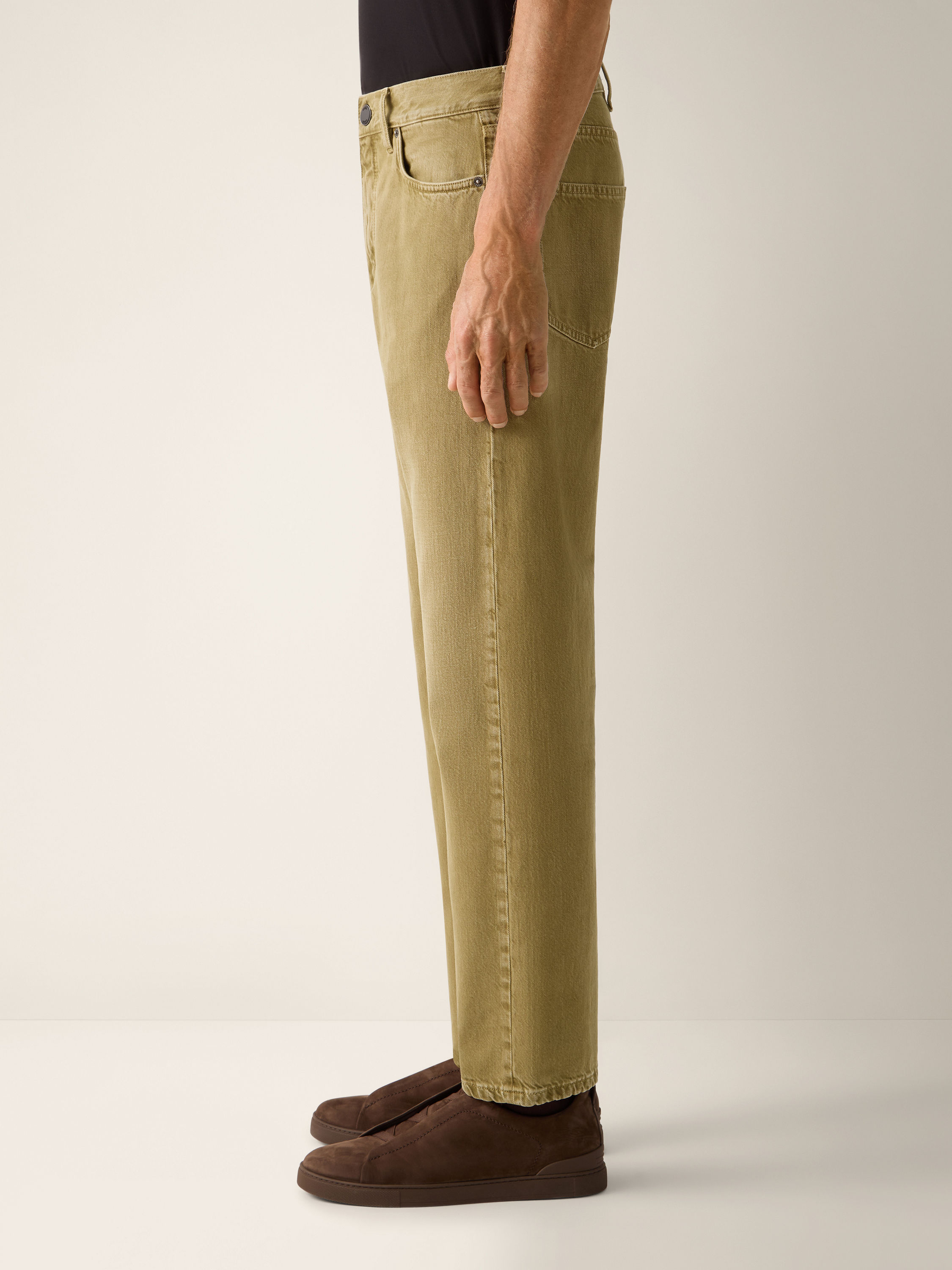 Olive Green Cotton Roccia Pants Product detail photo #2