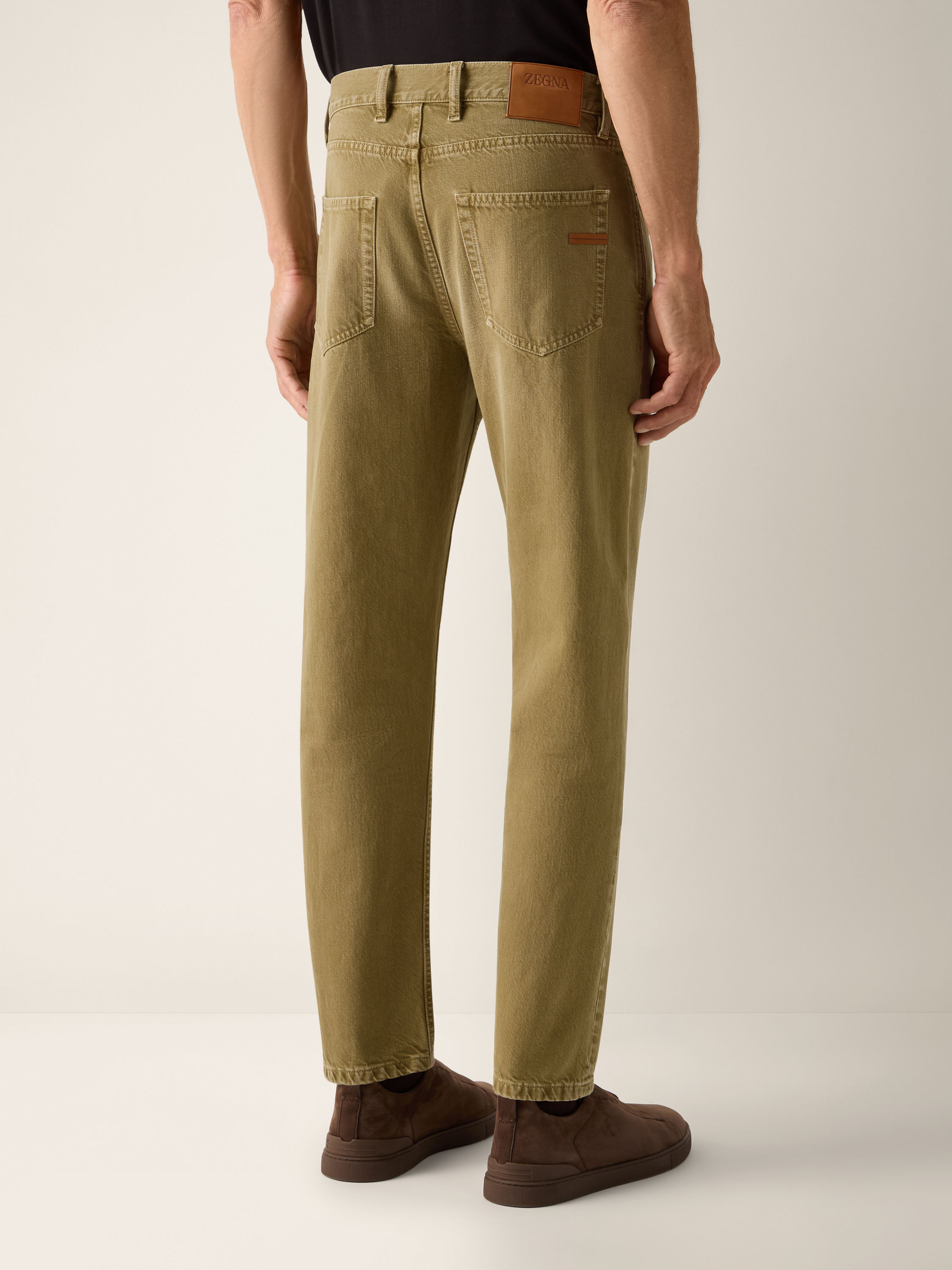 Olive Green Cotton Roccia Pants Product detail photo #4