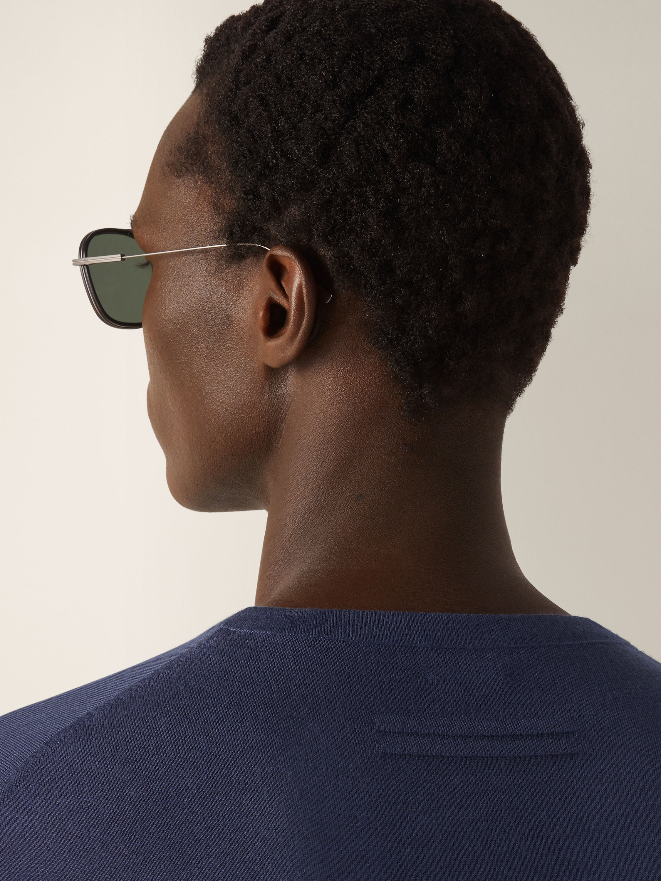 Dark Indigo Blue Mélange Cashseta Crewneck Product detail photo #1