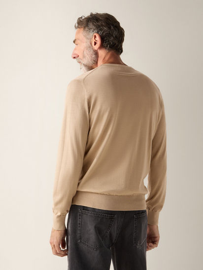 混米色Cashseta 针织圆领毛衣SS26 37145062 | Zegna US