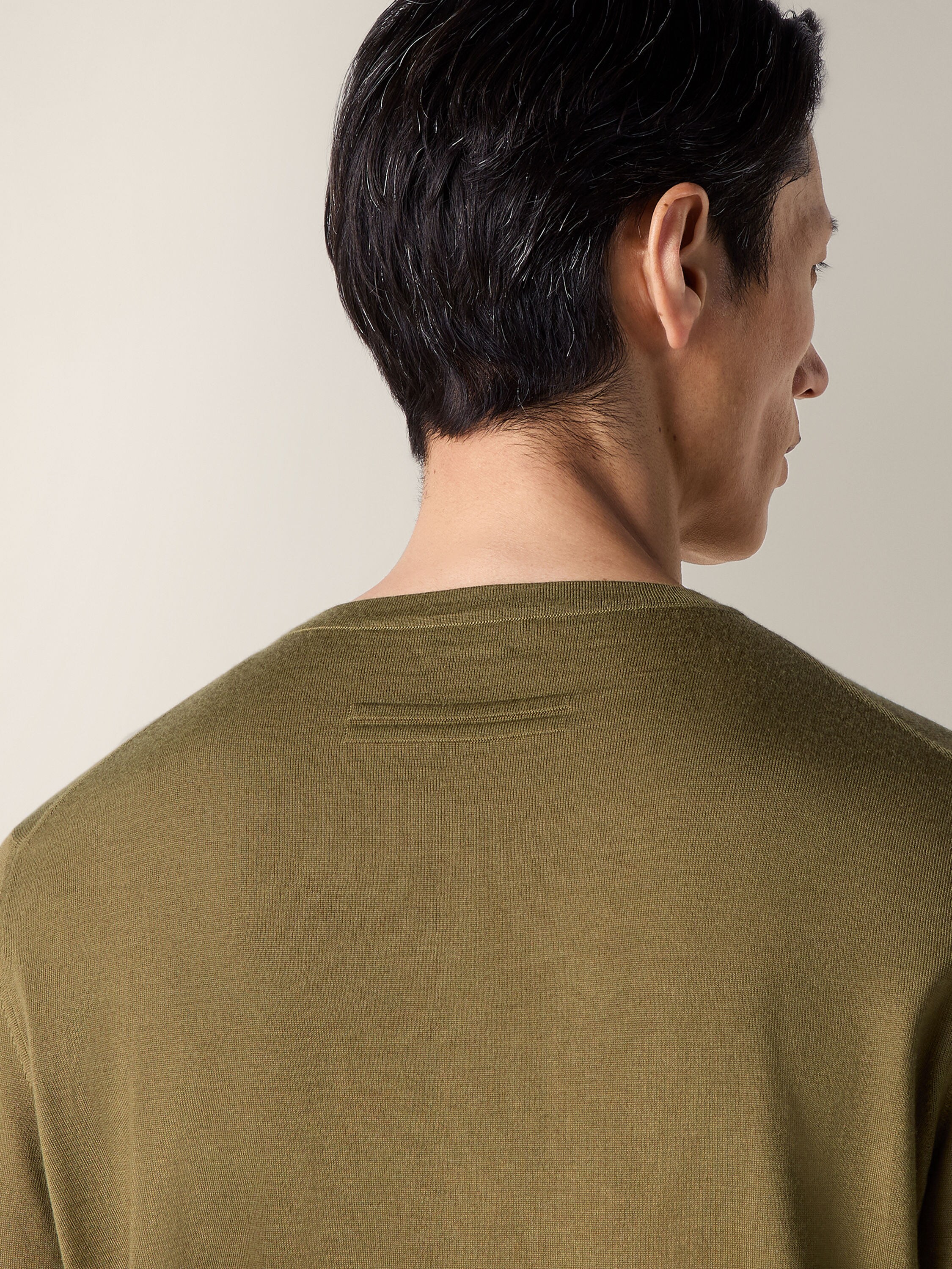 Olive Green Mélange Cashseta Crewneck Product detail photo #1
