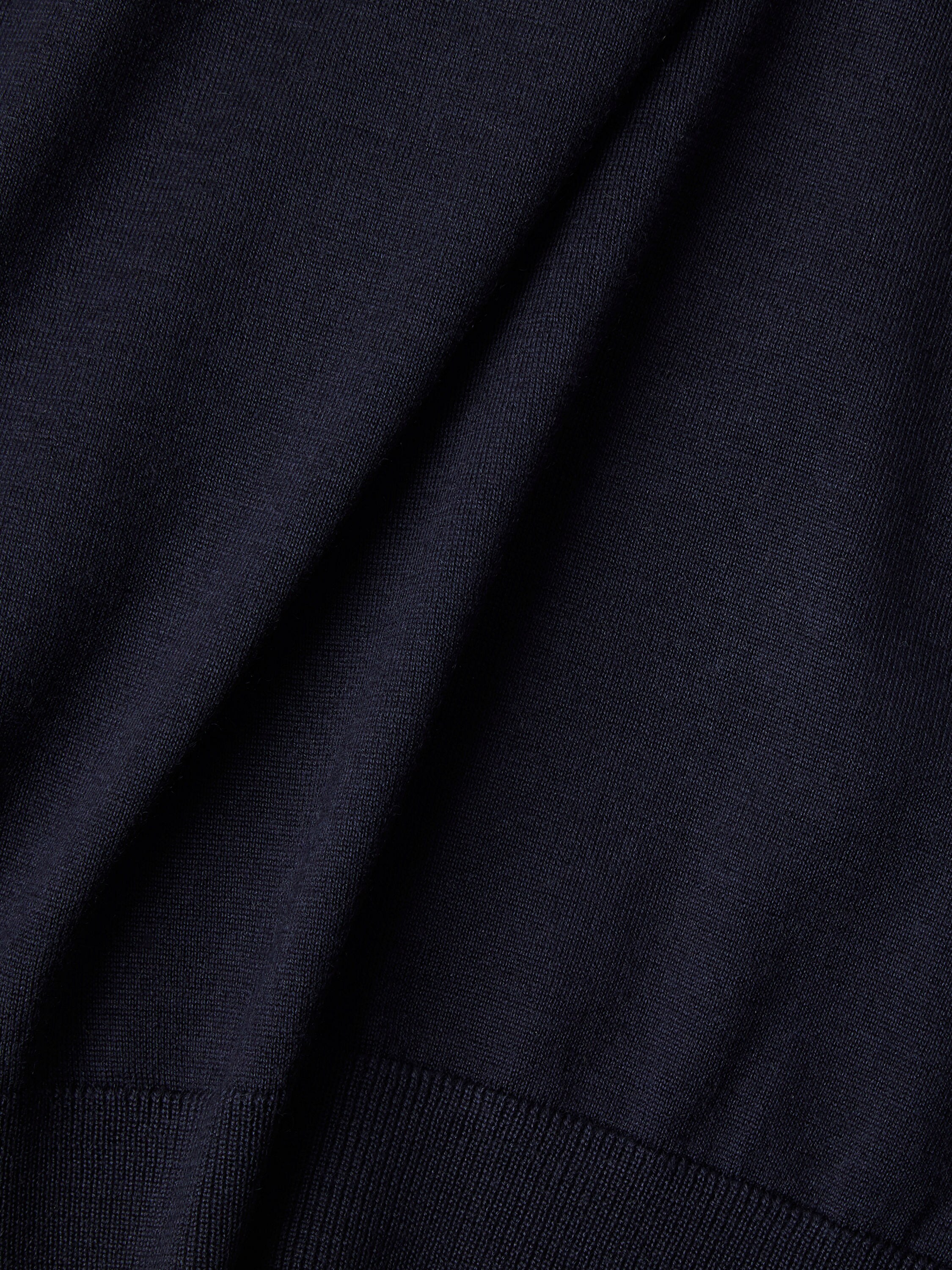 Navy Blue Mélange Cashseta Zip Mock Product detail photo #2