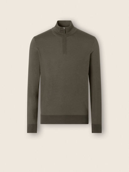 Dark Taupe Mélange Cashseta Zip Mock SS26 37664631 | Zegna US