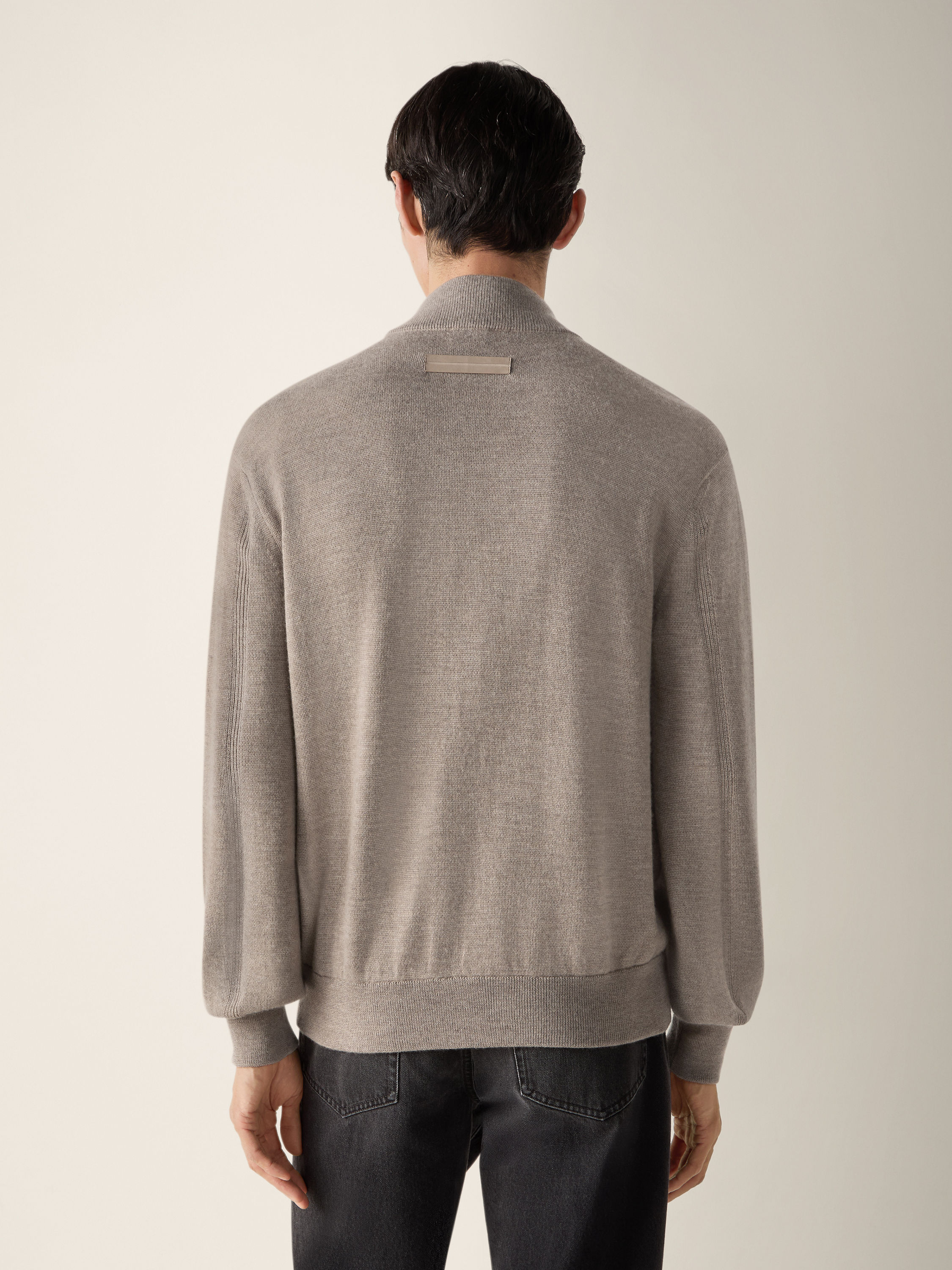 Blouson aus Kaschmir in meliertem, hellem Taupe Detailfoto #5 des Produkts