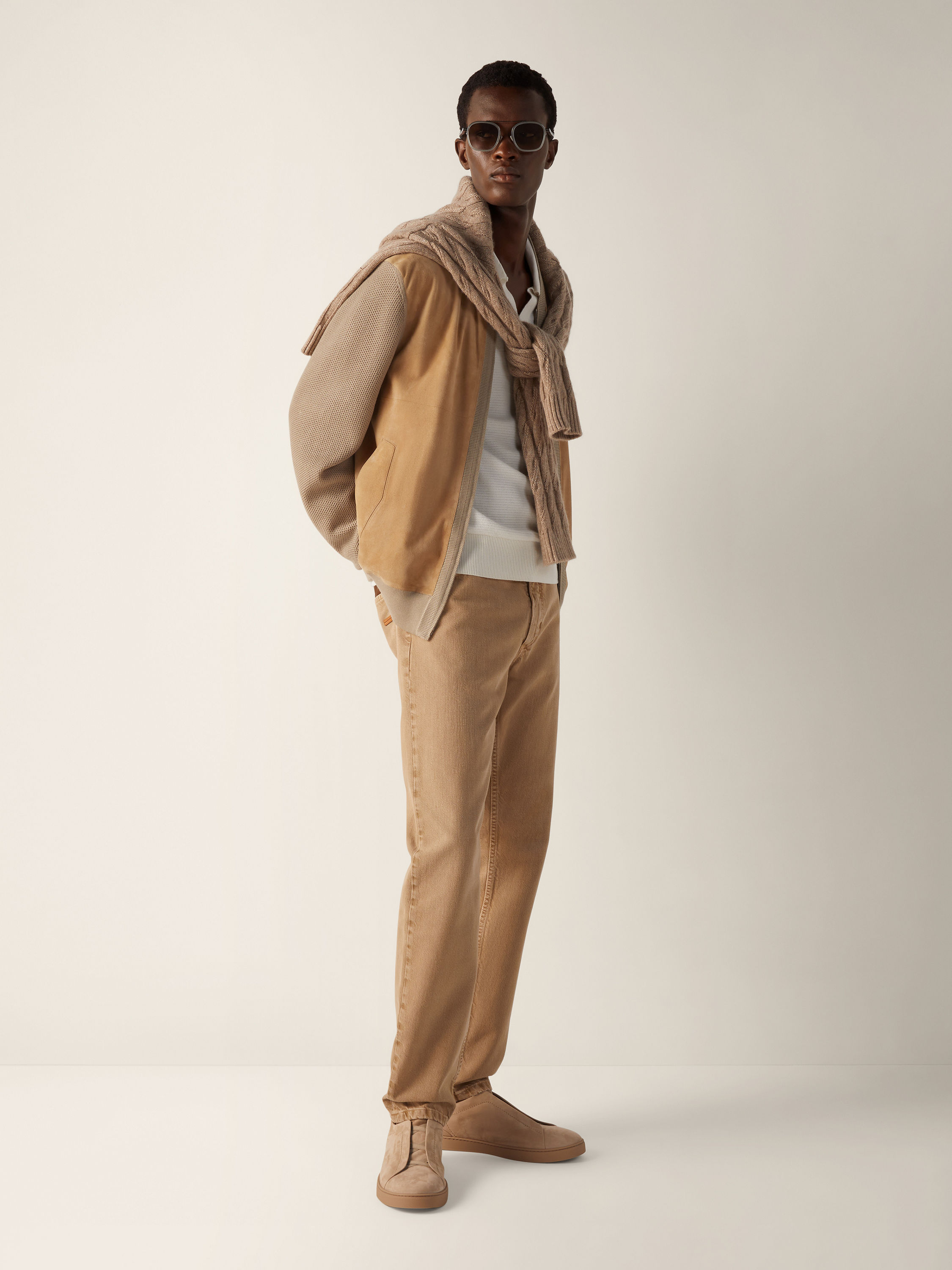 Beige Cashmere Bomber Product detail photo #2