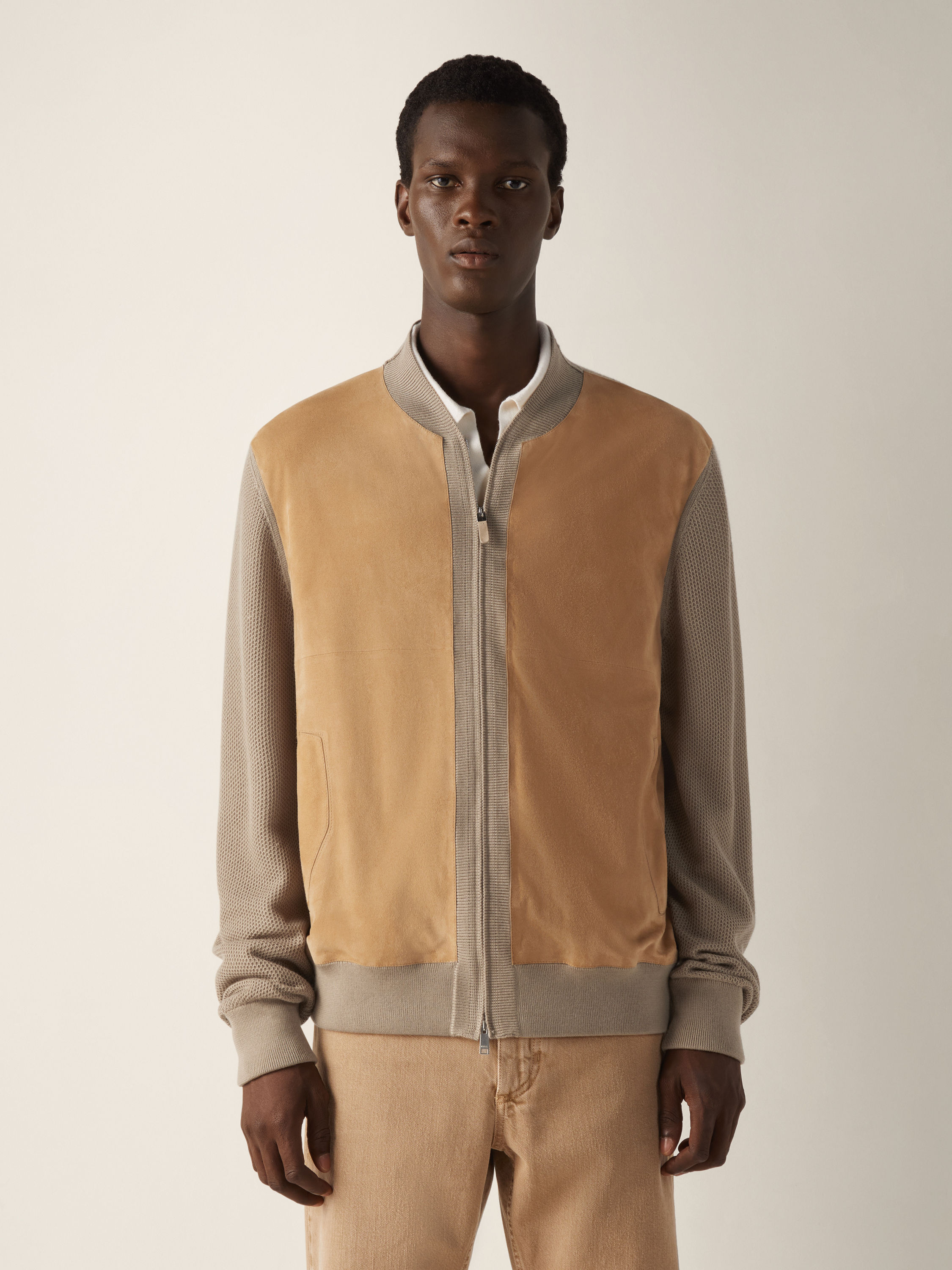 Beige Cashmere Bomber Product detail photo #3