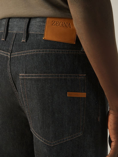 Black Rinse-washed Cotton and Silk Roccia Jeans SS26 37148831