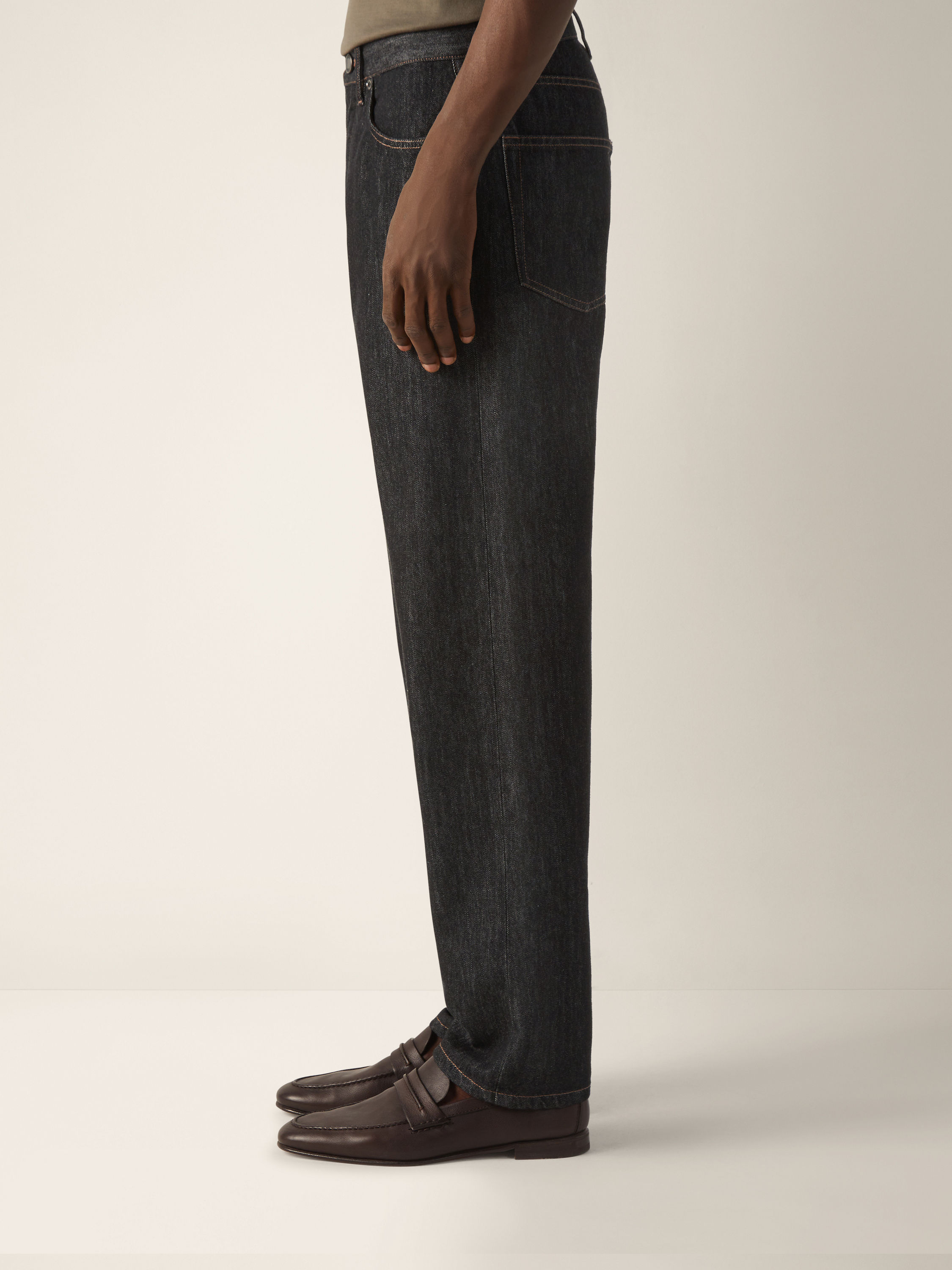 Black Rinse-washed Cotton and Silk Roccia Jeans Product detail photo #2