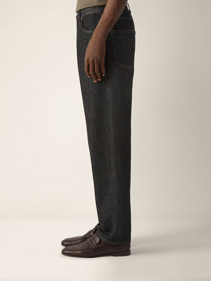 Black Rinse-washed Cotton and Silk Roccia Jeans SS26 37148831
