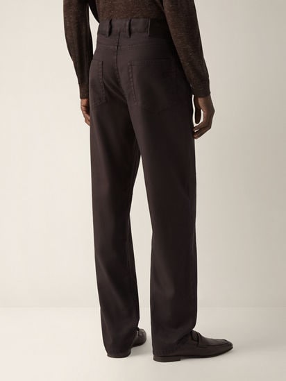 Dark Brown Stretch Cotton and Linen Roccia Pants SS26 37148756