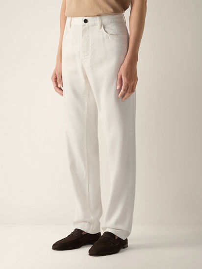 White Stretch Cotton and Linen Roccia Pants SS26 37148760 | Zegna US