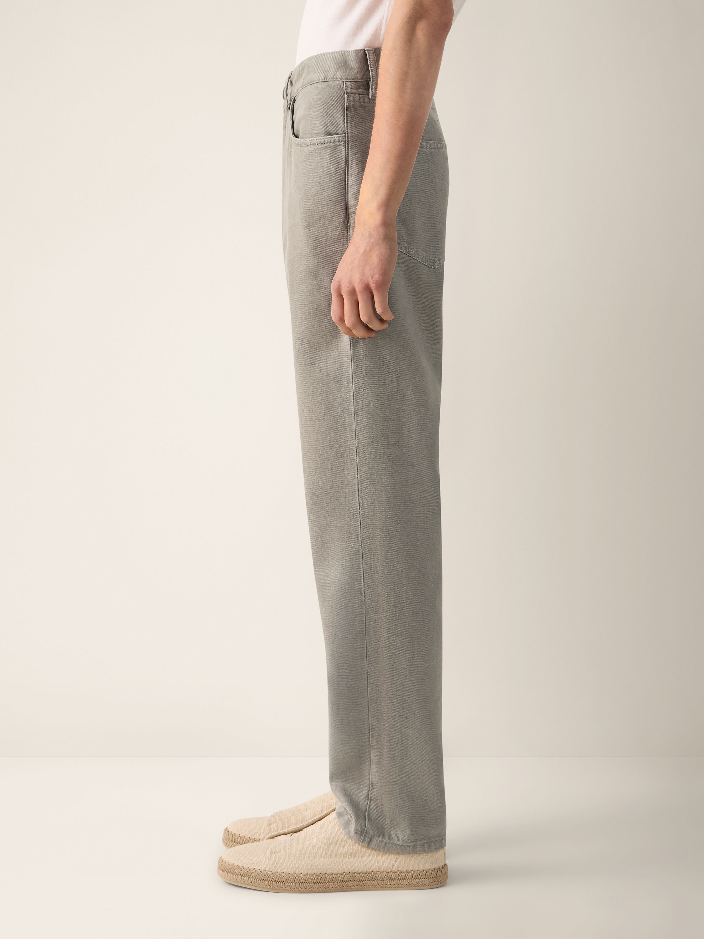 Dark Taupe Stretch Cotton and Linen Roccia Pants Product detail photo #2