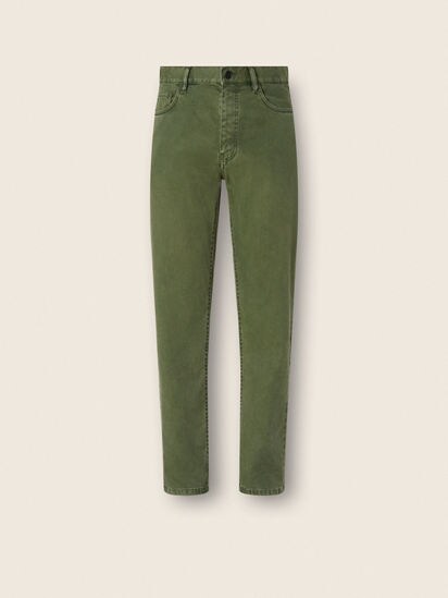 Pine Green Stretch Cotton and Linen Roccia Pants SS26 37148804