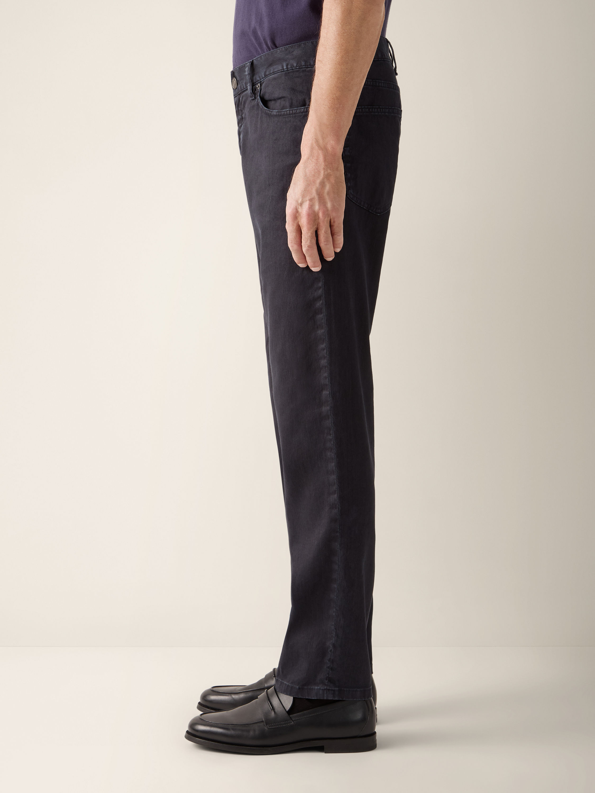 Roccia Hose aus Stretch-Leinen und Baumwolle in Marineblau Detailfoto #2 des Produkts