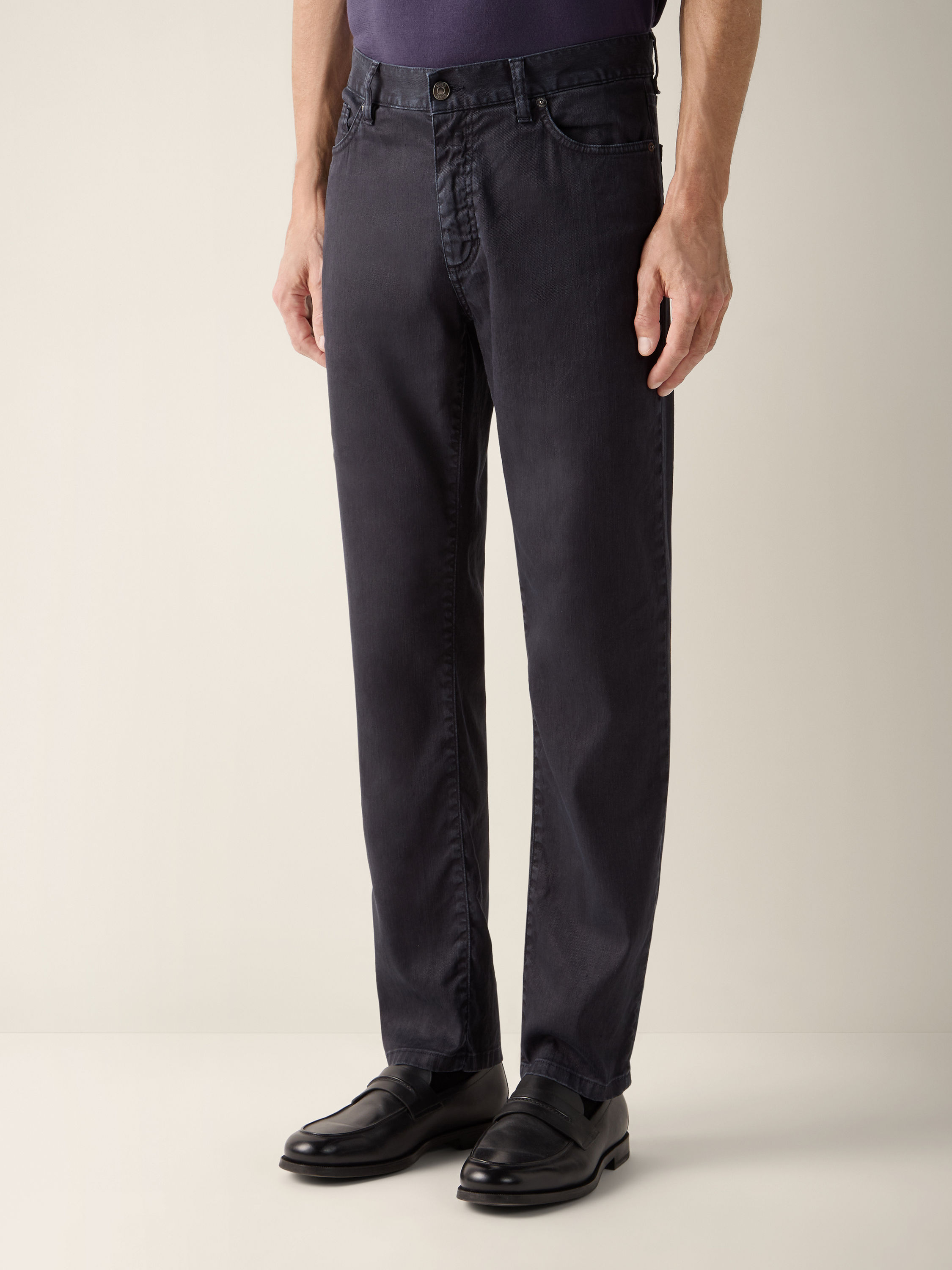 Roccia Hose aus Stretch-Leinen und Baumwolle in Marineblau Detailfoto #3 des Produkts