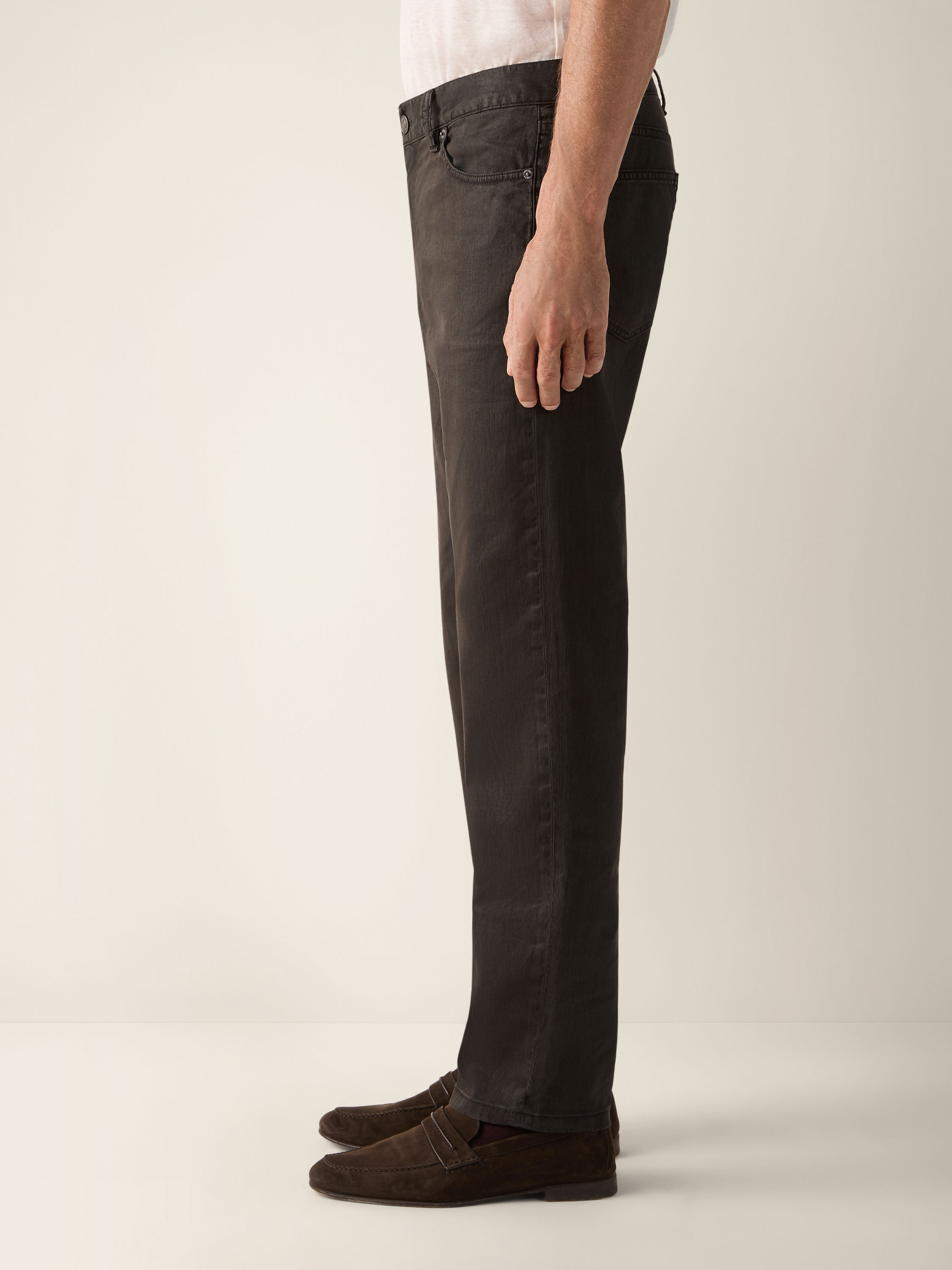 Roccia Hose aus Stretch-Leinen und Baumwolle in Dunkelbraun Detailfoto #2 des Produkts