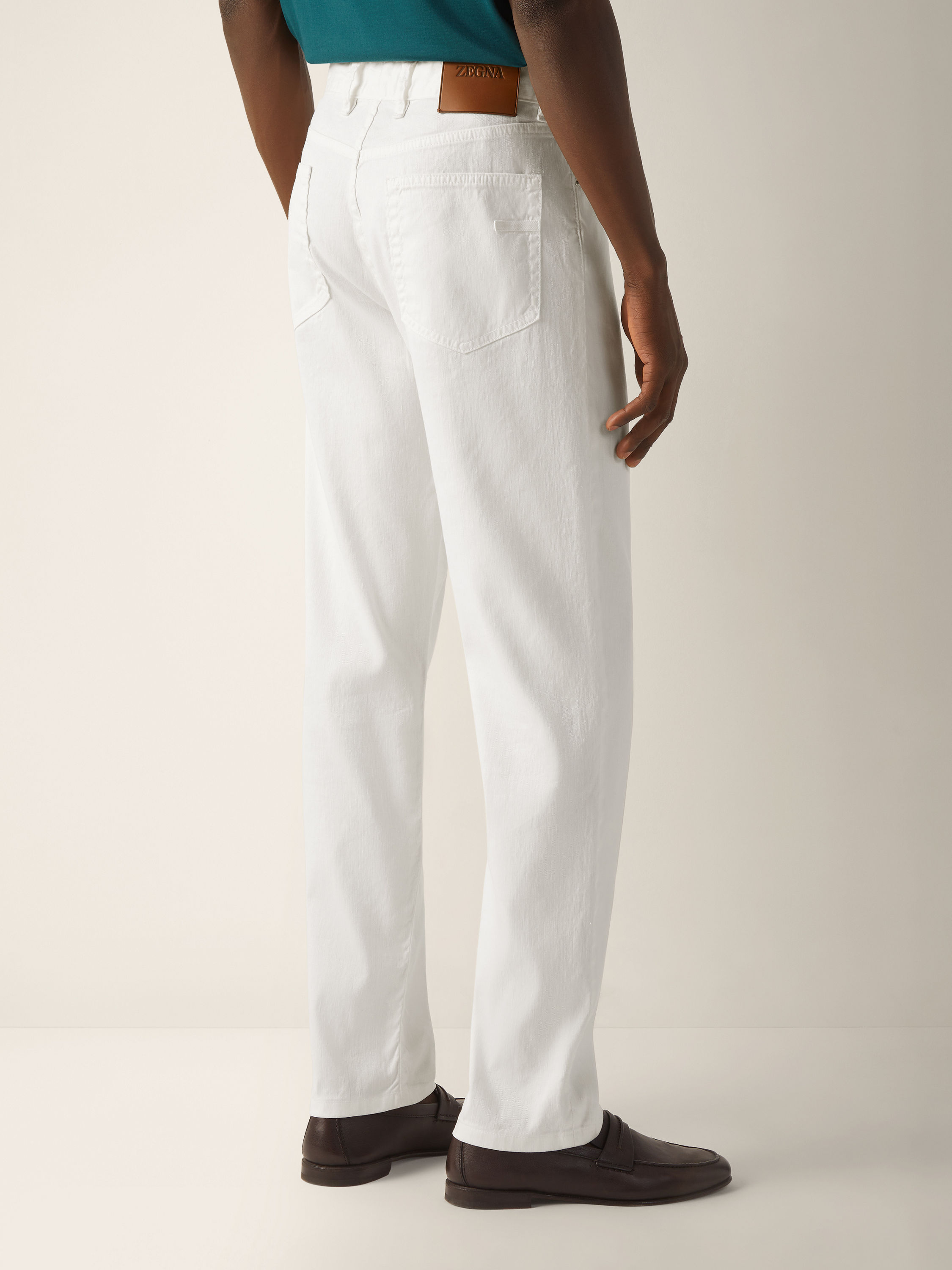 Roccia Hose aus Stretch-Leinen und Baumwolle in Weiß Detailfoto #5 des Produkts