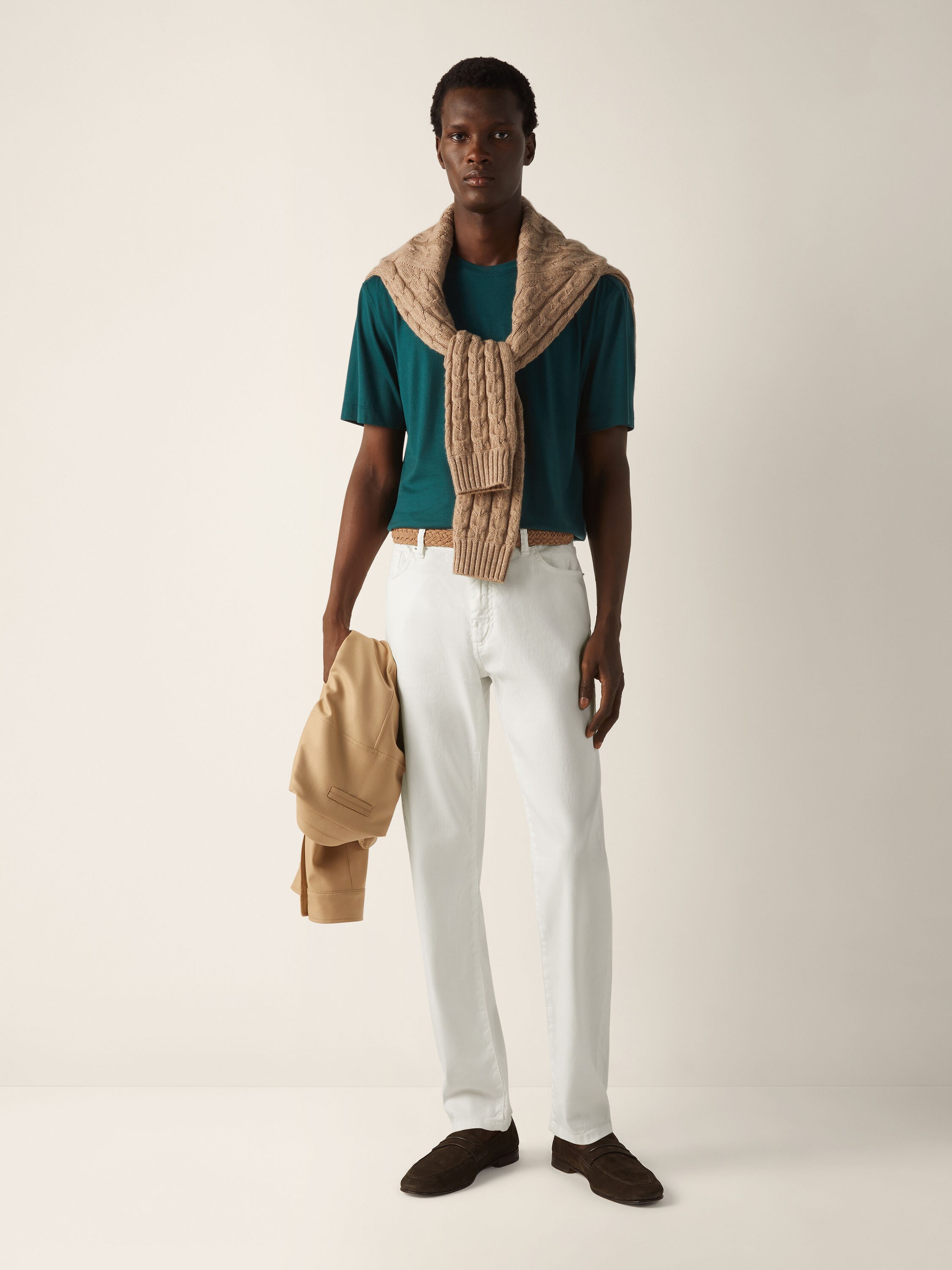 Roccia Hose aus Stretch-Leinen und Baumwolle in Weiß Detailfoto #2 des Produkts