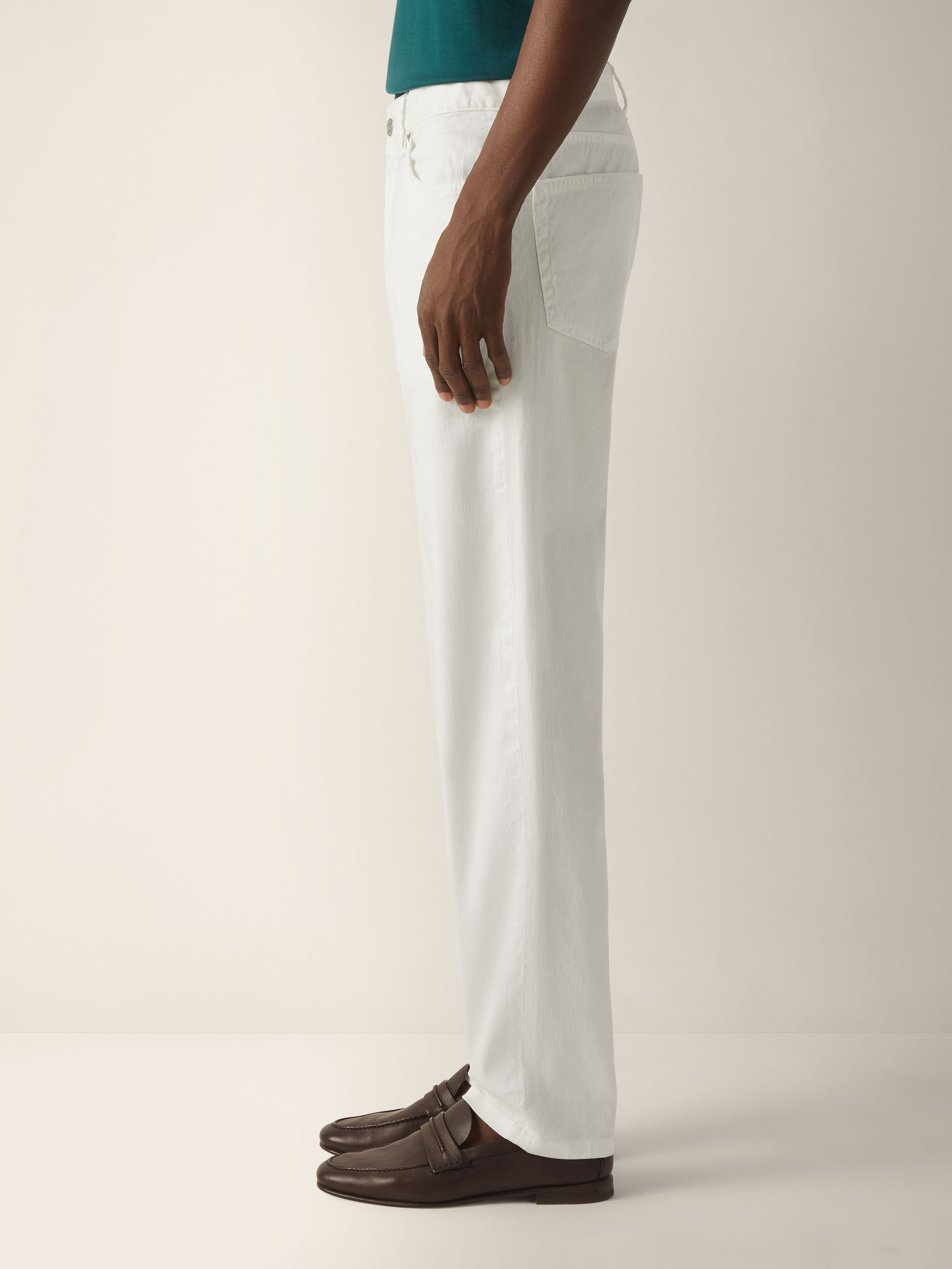 Roccia Hose aus Stretch-Leinen und Baumwolle in Weiß Detailfoto #3 des Produkts