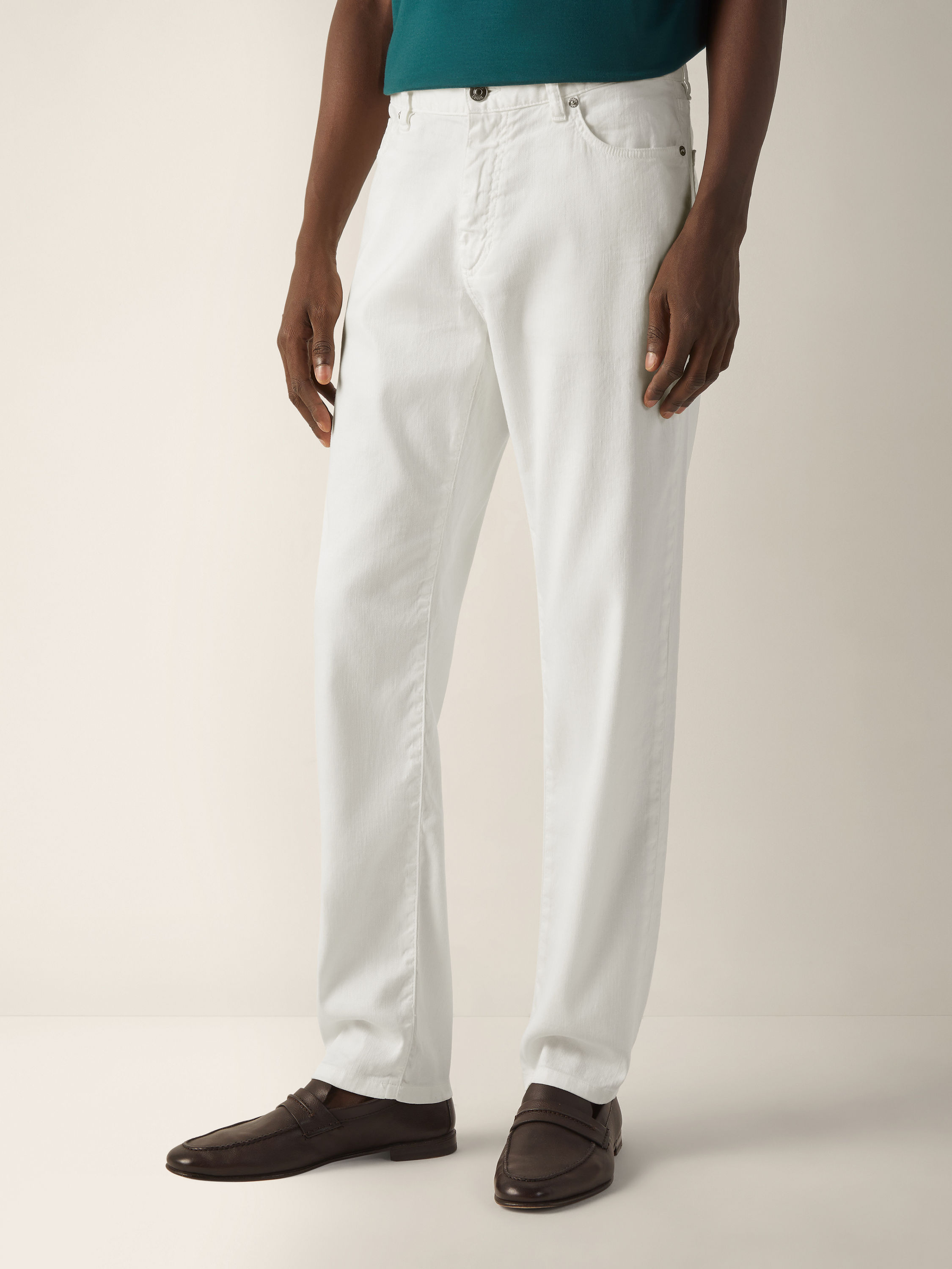 Roccia Hose aus Stretch-Leinen und Baumwolle in Weiß Detailfoto #4 des Produkts