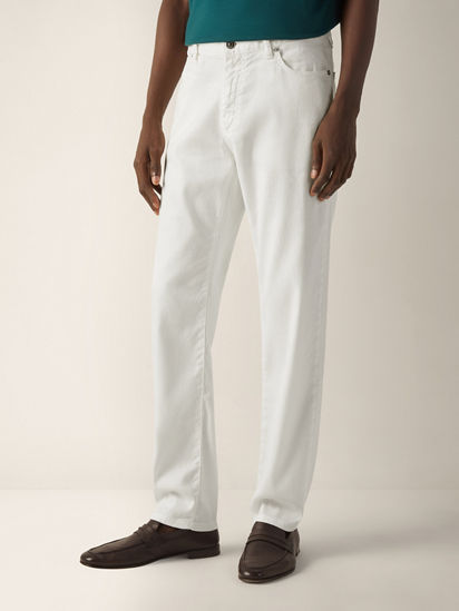 White Stretch Linen and Cotton Roccia Pants SS26 37149594 | Zegna NL