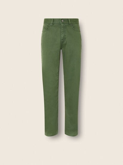 Pine Green Stretch Linen and Cotton Roccia Pants SS26 37149584
