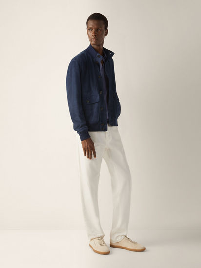 Dark Indigo Blue Suede Blouson SS26 37081392 | Zegna US