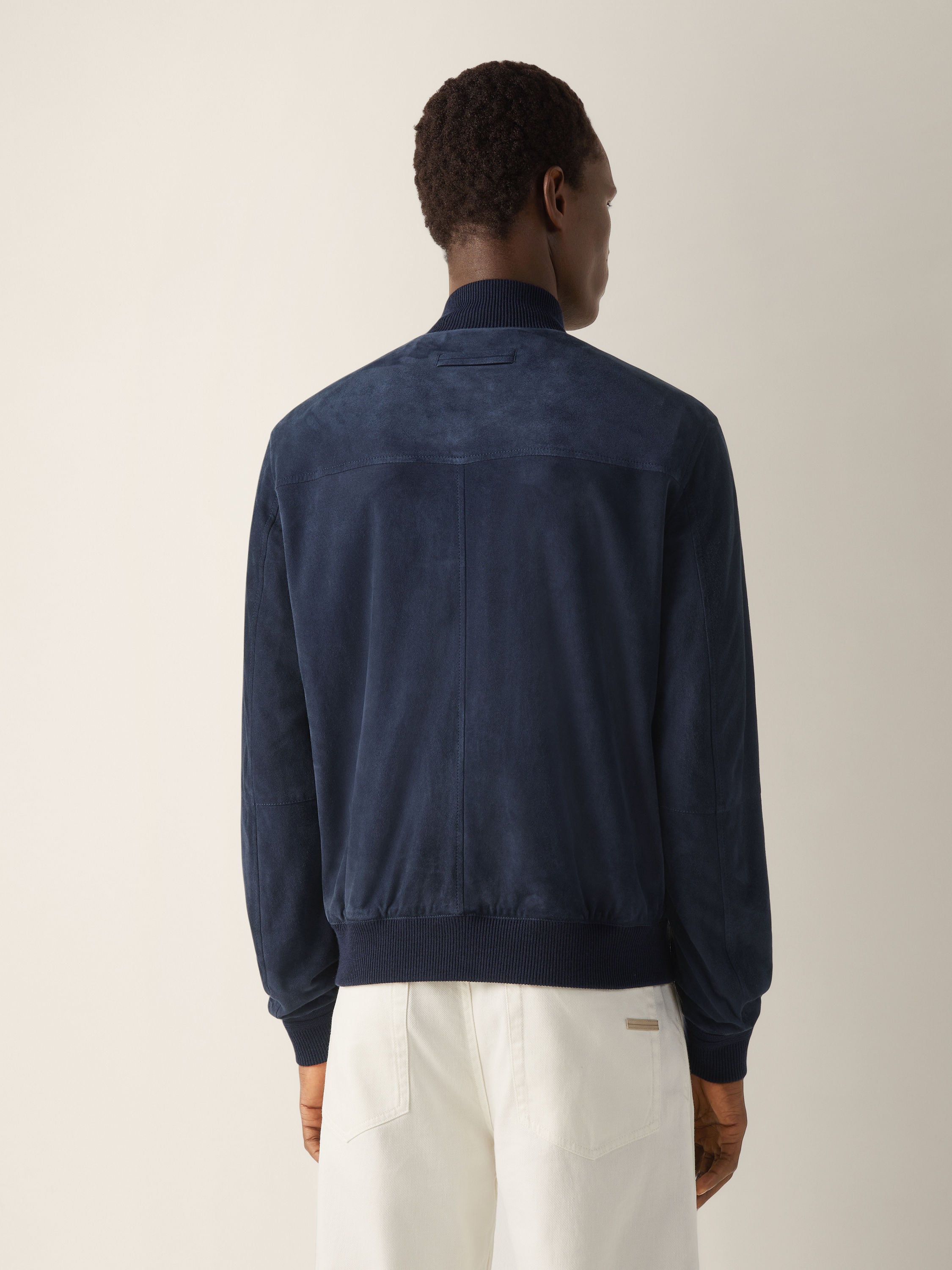 Dark Indigo Blue Suede Blouson Product detail photo #5